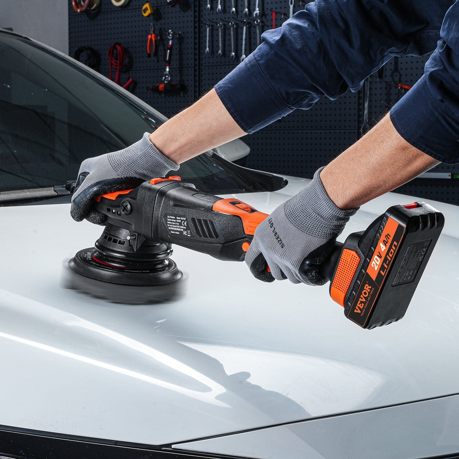 VEVOR 20V Cordless Buffer Polisher 6" Brushless Polisher with 2PCS 4.0Ah Battery