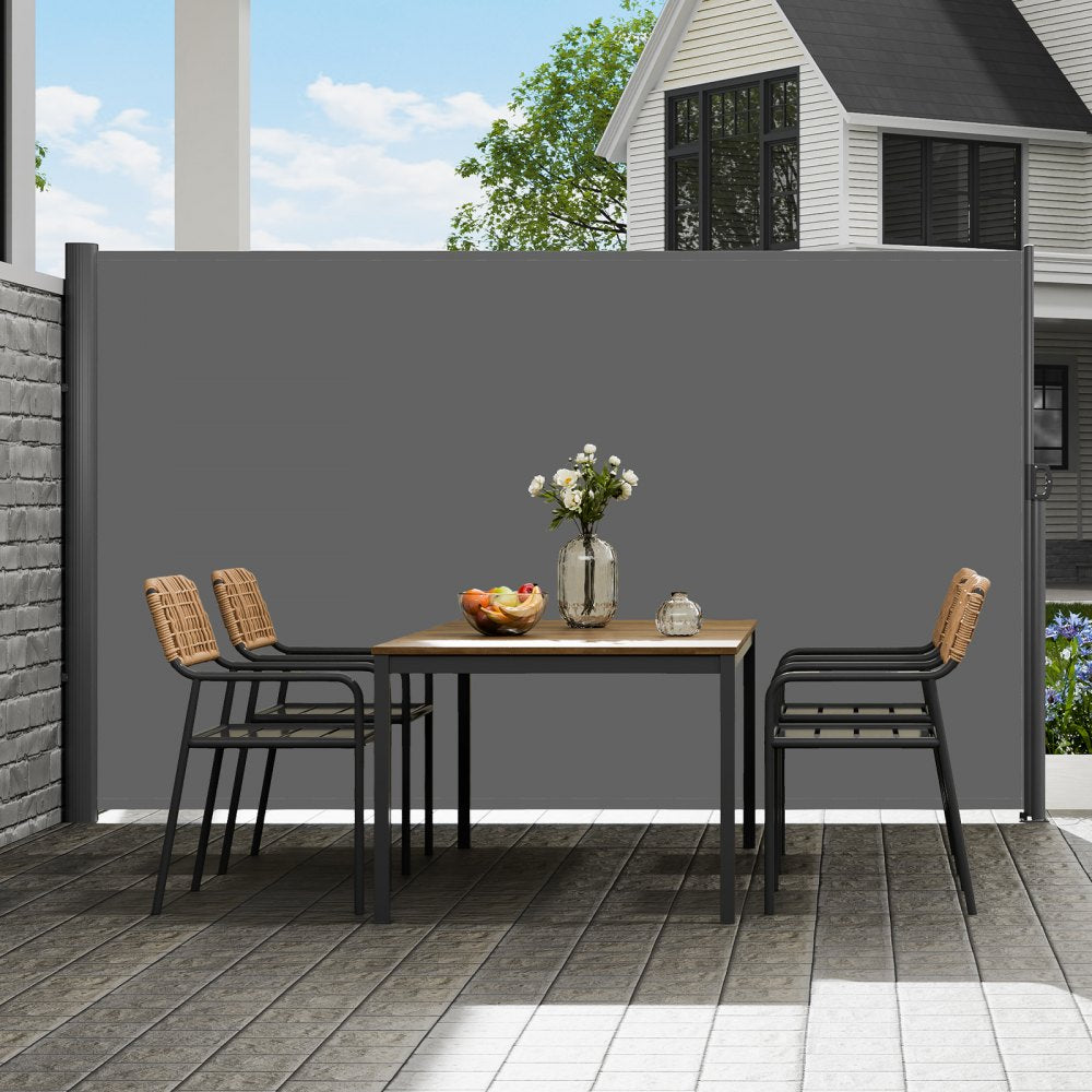 VEVOR Retractable Side Awning 118" x 63", Retractable Patio Screen Waterproof, Retractable Room Divider Grey for Privacy, Garden, Outdoor, Patio and Terrace