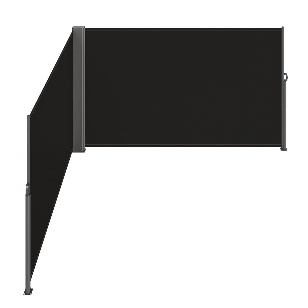 VEVOR 236\" x 71\"Black Retractable Awnig-Rugged Full Aluminum Rust-Proof Patio Sunshine Privacy Divider Wind Screen. Longer Service Life, Suitable for Courtyard, Roof Terraces and Pools