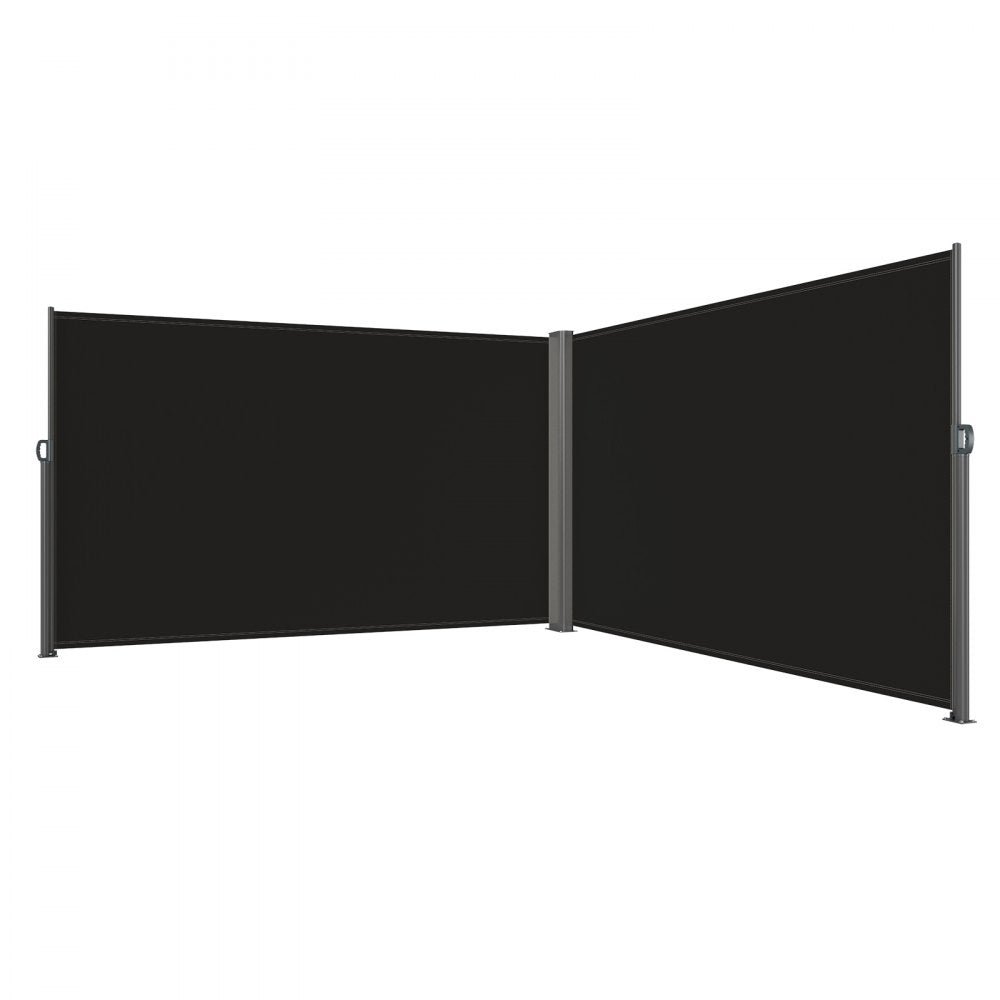 VEVOR 236\" x 71\"Black Retractable Awnig-Rugged Full Aluminum Rust-Proof Patio Sunshine Privacy Divider Wind Screen. Longer Service Life, Suitable for Courtyard, Roof Terraces and Pools