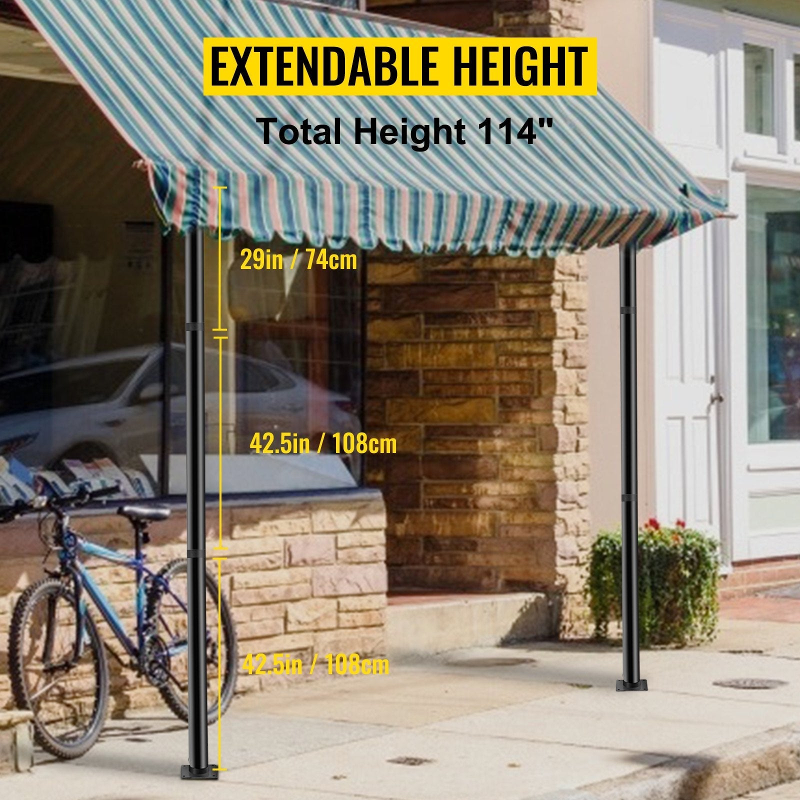 VEVOR Sun Shade Post Sail Pole 114" Shade Sail Post 3" Diameter Steel Structure