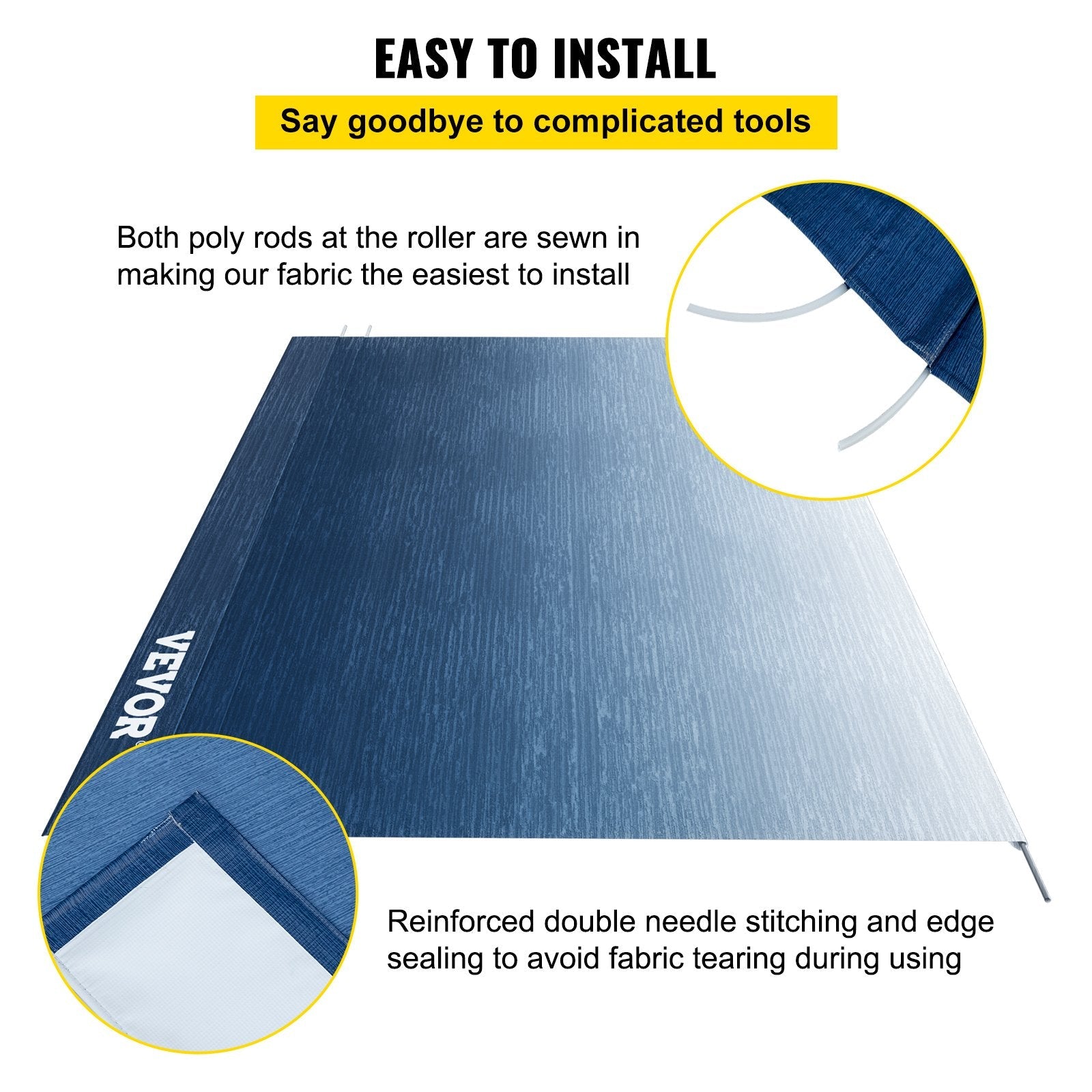 VEVOR RV Awning Replacement Fabric 21 FT, Slate Blue RV Awning Fabric Replacement, 15oz Vinyl Material Replacement Awning, Sun Shade and Waterproof Camper Awning Replacement Fabric