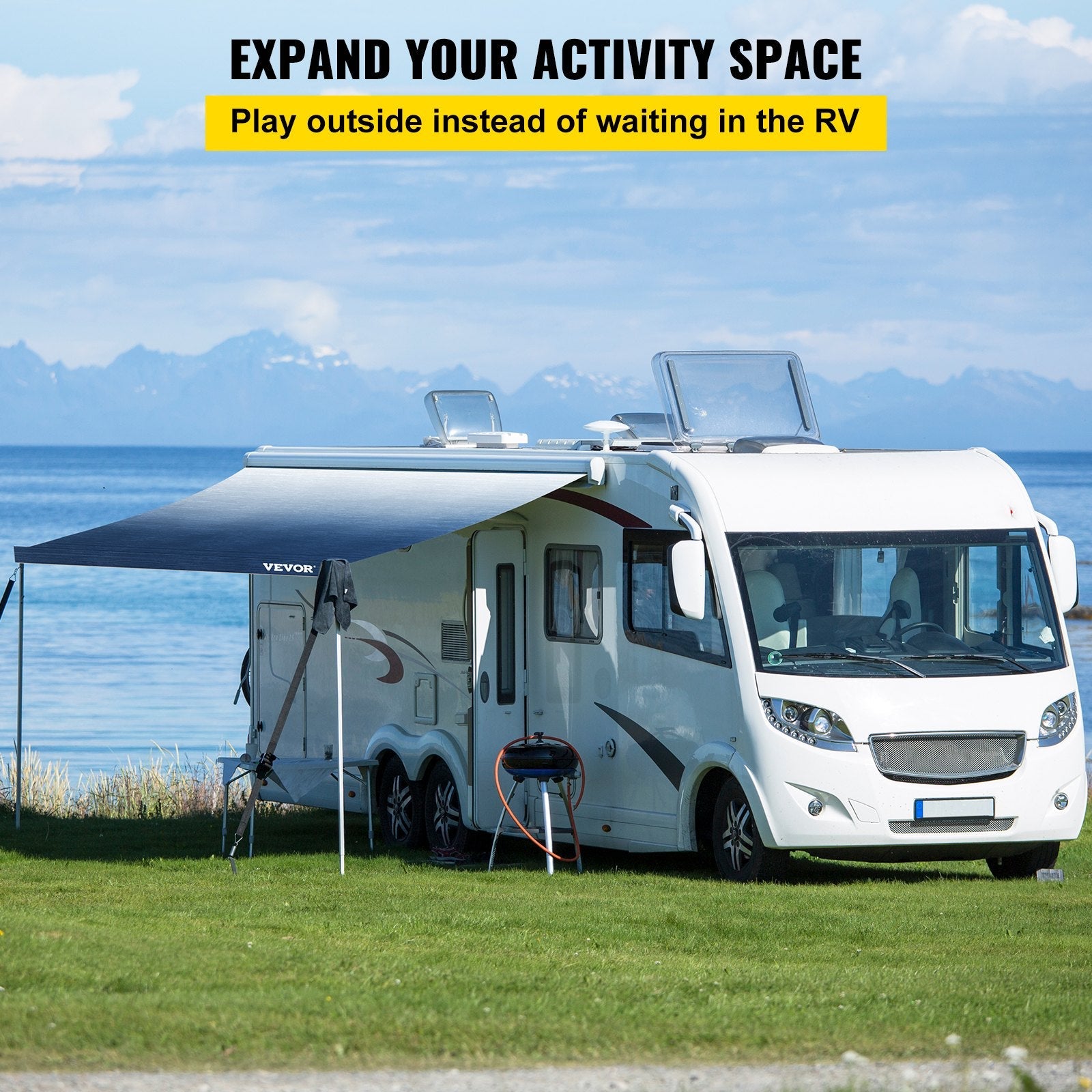 VEVOR RV Awning Replacement Fabric 21 FT, Slate Blue RV Awning Fabric Replacement, 15oz Vinyl Material Replacement Awning, Sun Shade and Waterproof Camper Awning Replacement Fabric