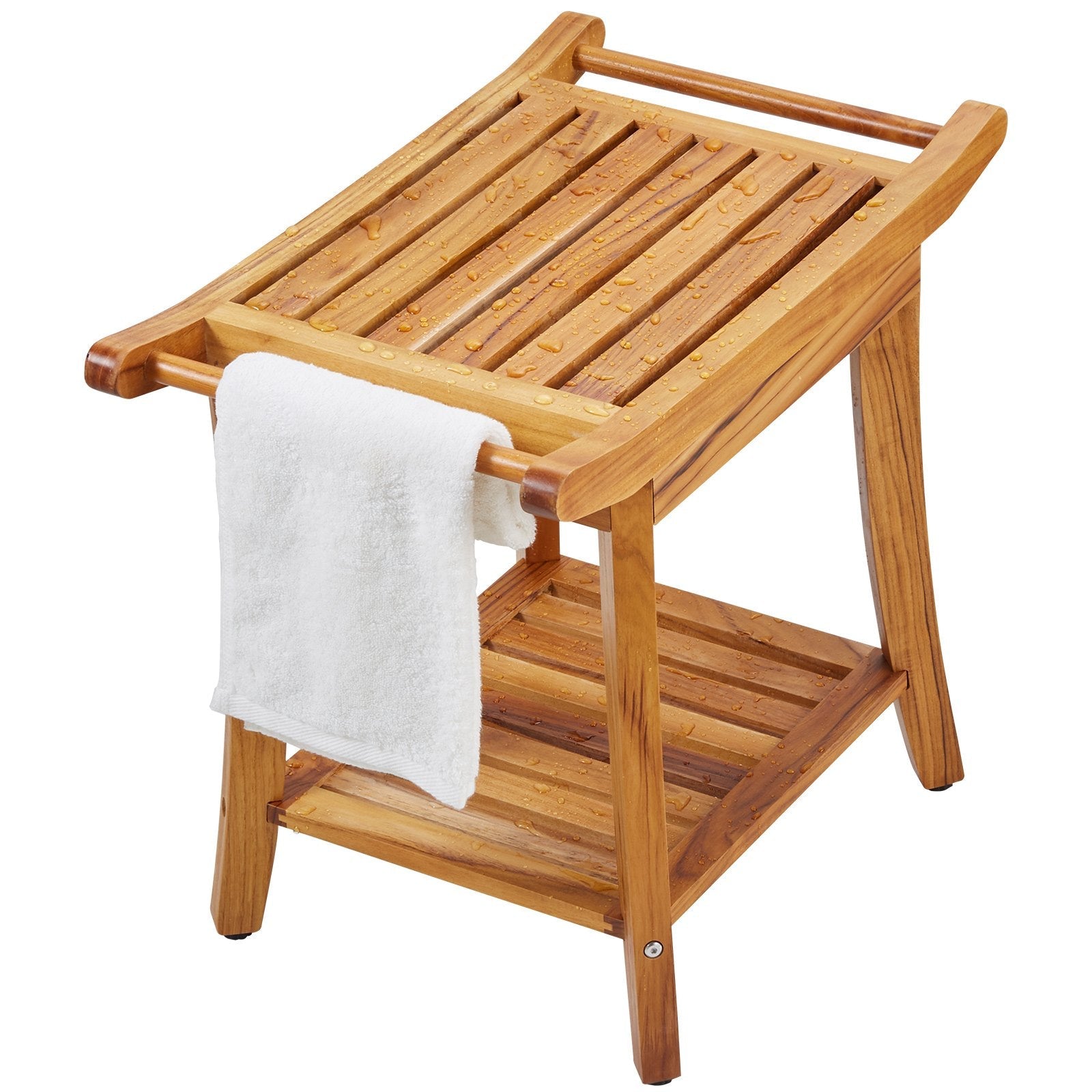 VEVOR Teak Shower Bench 22 x 14.4 x 18.5 in Wood Shower Stool Chair for Bathroom
