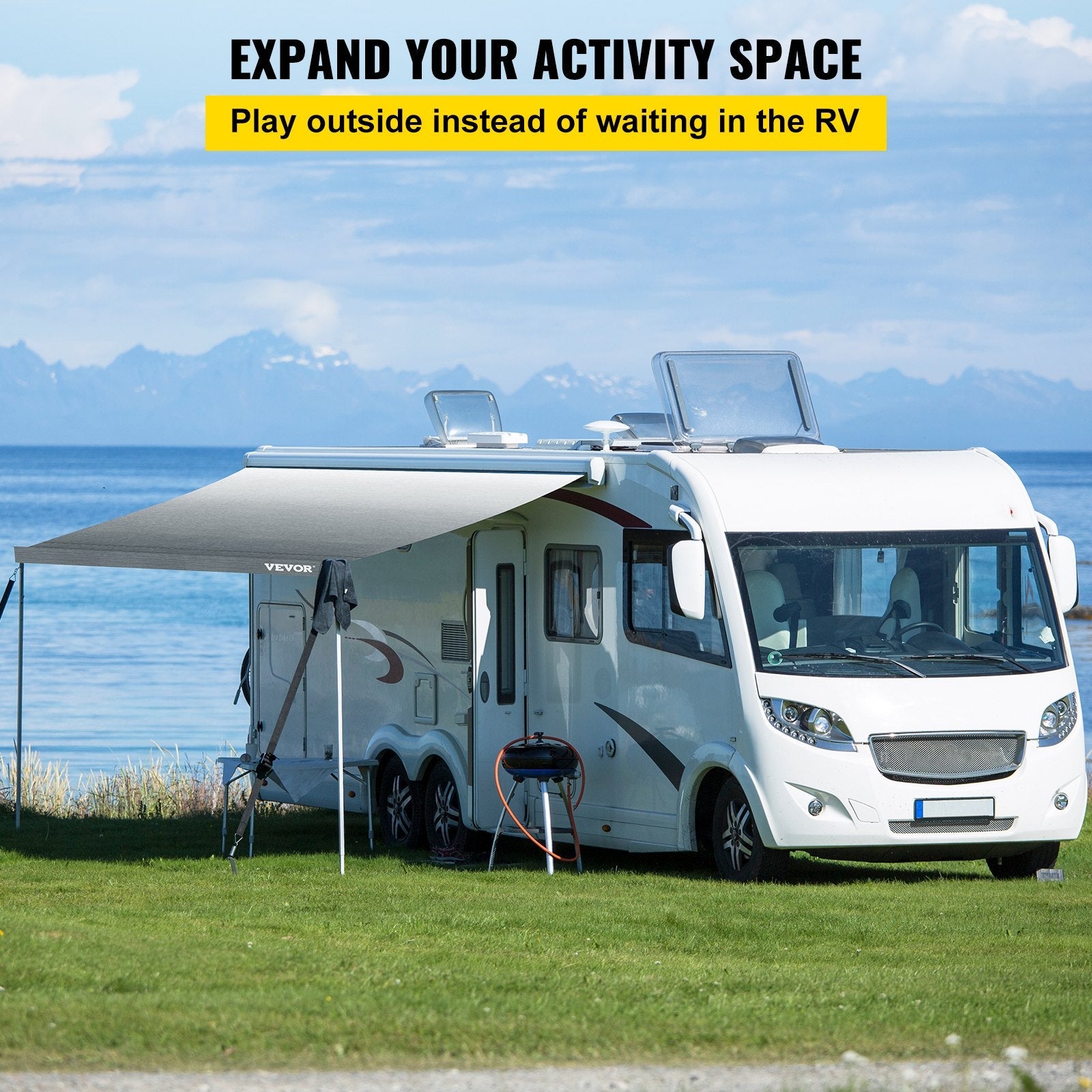 VEVOR RV Awning Replacement Fabric 17 FT, Gray Fade RV Awning Replacement Fabric, 15oz Vinyl Material Replacement Awning, Sun Shade and Waterproof Camper Awning Replacement Fabric