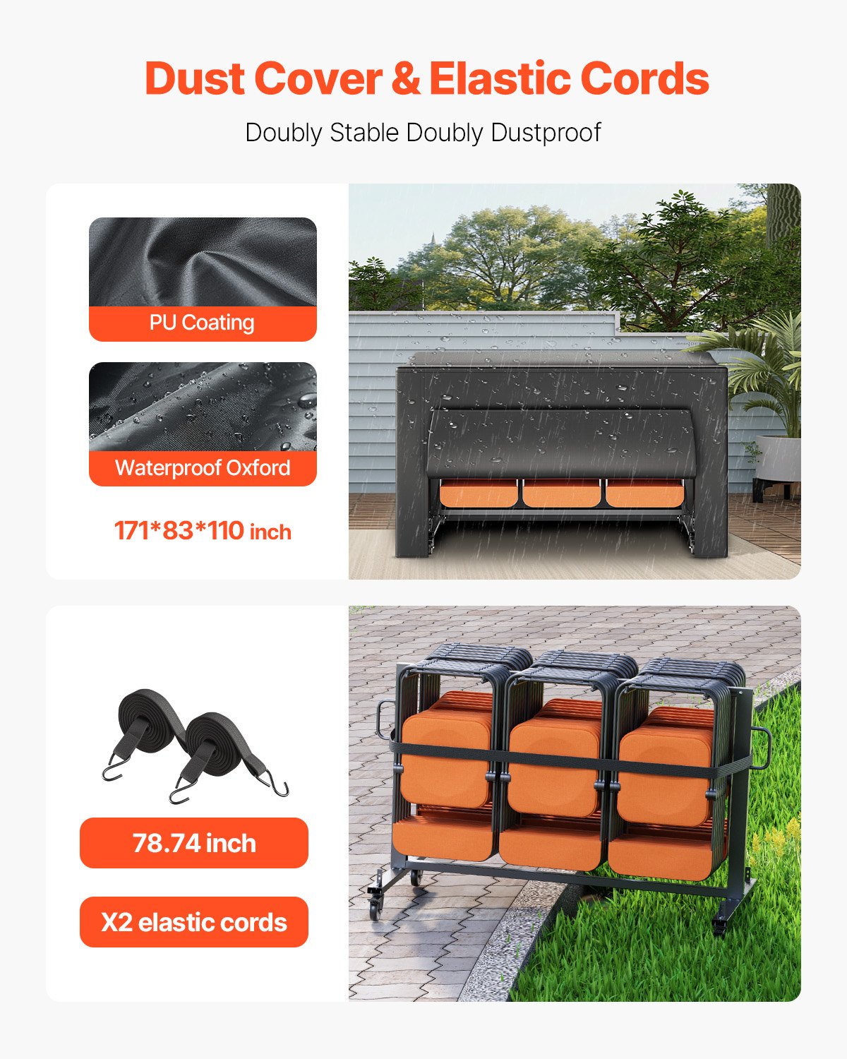 VEVOR Folding Chair Rack Cart for 42 Chairs or 12 Tables of 400 LBS with Wheels