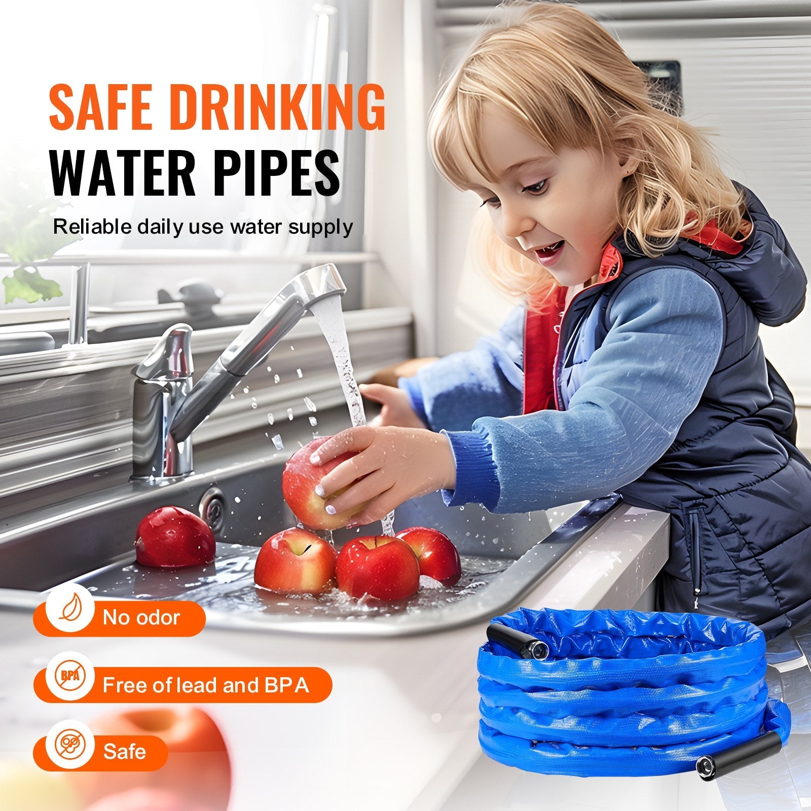 VEVOR 50ft Heated Water Hose for RV -45? Antifreeze Heated Drinking Water Hose