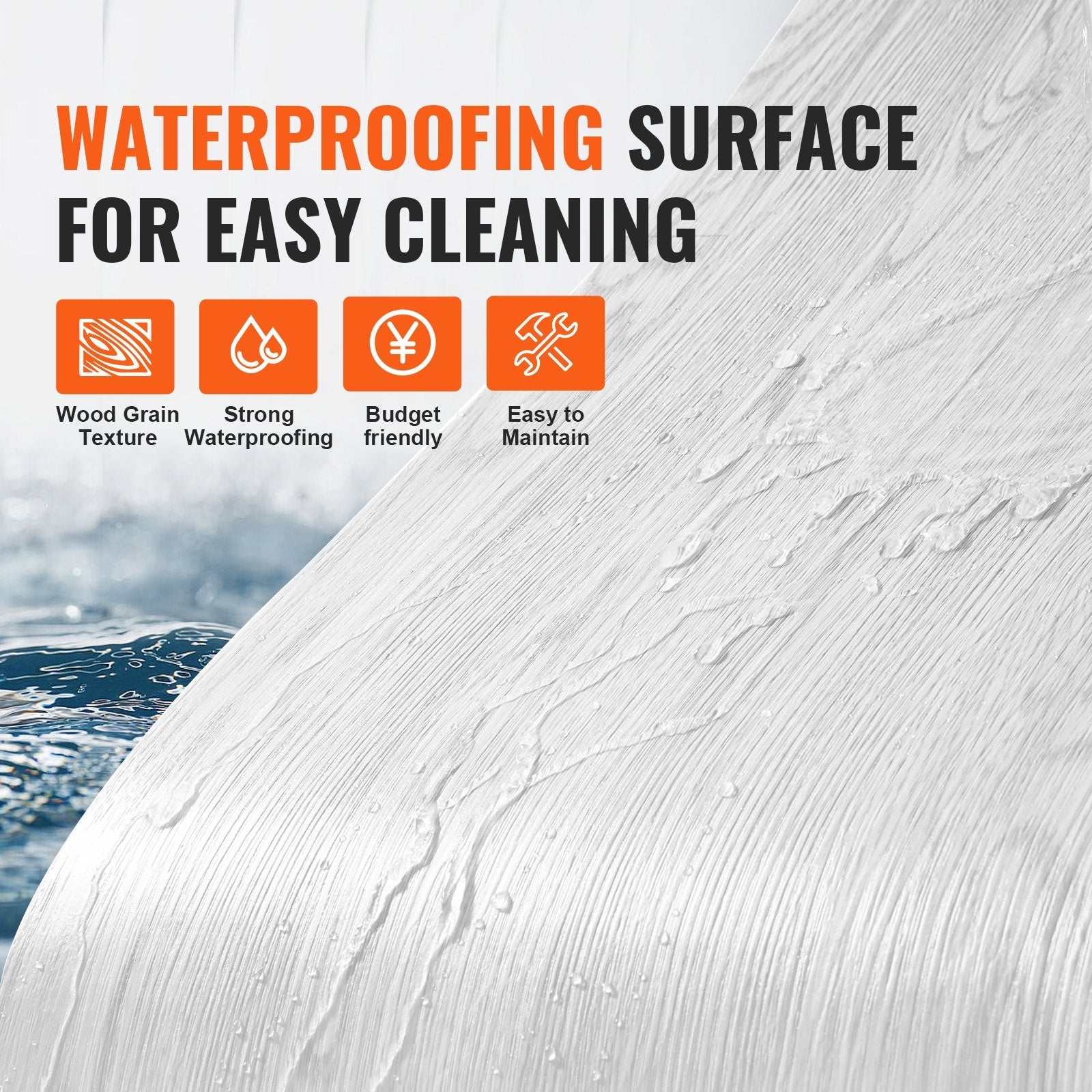 VEVOR Self Adhesive Vinyl Floor Tiles 390 x 23.6 inch, 1.5mm Thick Peel & Stick, Light Gray Wood Grain DIY Flooring for Kitchen, Dining Room, Bedrooms & Bathrooms, Easy for Home Decor