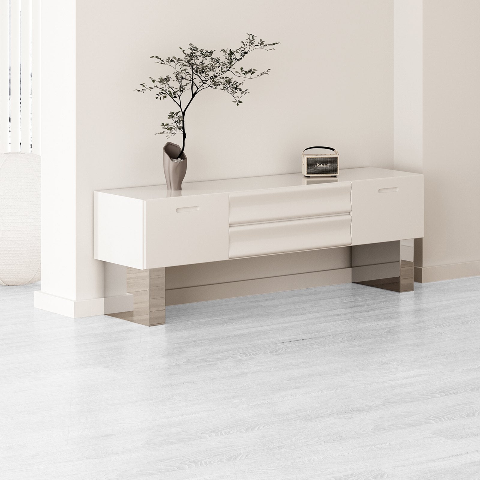 VEVOR Self Adhesive Vinyl Floor Tiles 390 x 23.6 inch, 1.5mm Thick Peel & Stick, Light Gray Wood Grain DIY Flooring for Kitchen, Dining Room, Bedrooms & Bathrooms, Easy for Home Decor