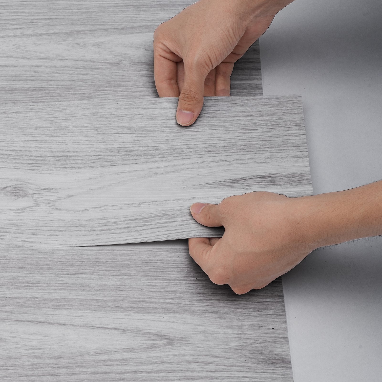 VEVOR Self Adhesive Vinyl Floor Tiles 36 x 6 inch, 20 Tiles 0.62mm Thick Peel & Stick, Light Gray Wood Grain DIY Flooring for Kitchen, Dining Room, Bedrooms & Bathrooms, Easy for Home Decor