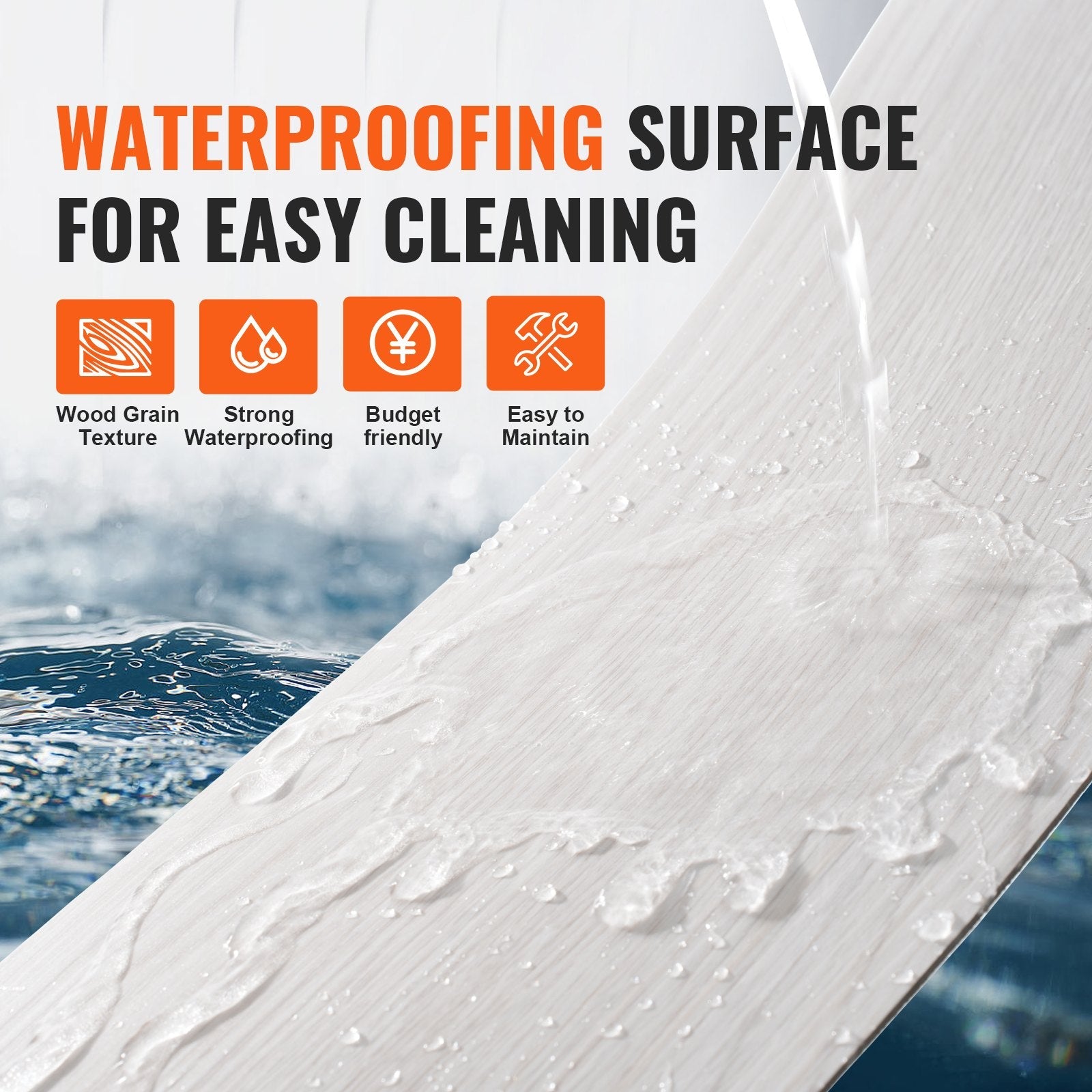 VEVOR Self Adhesive Vinyl Floor Tiles 36 x 6 inch, 36 Tiles 2.5mm Thick Peel & Stick, Light Gray Wood Grain DIY Flooring for Kitchen, Dining Room, Bedrooms & Bathrooms, Easy for Home Decor