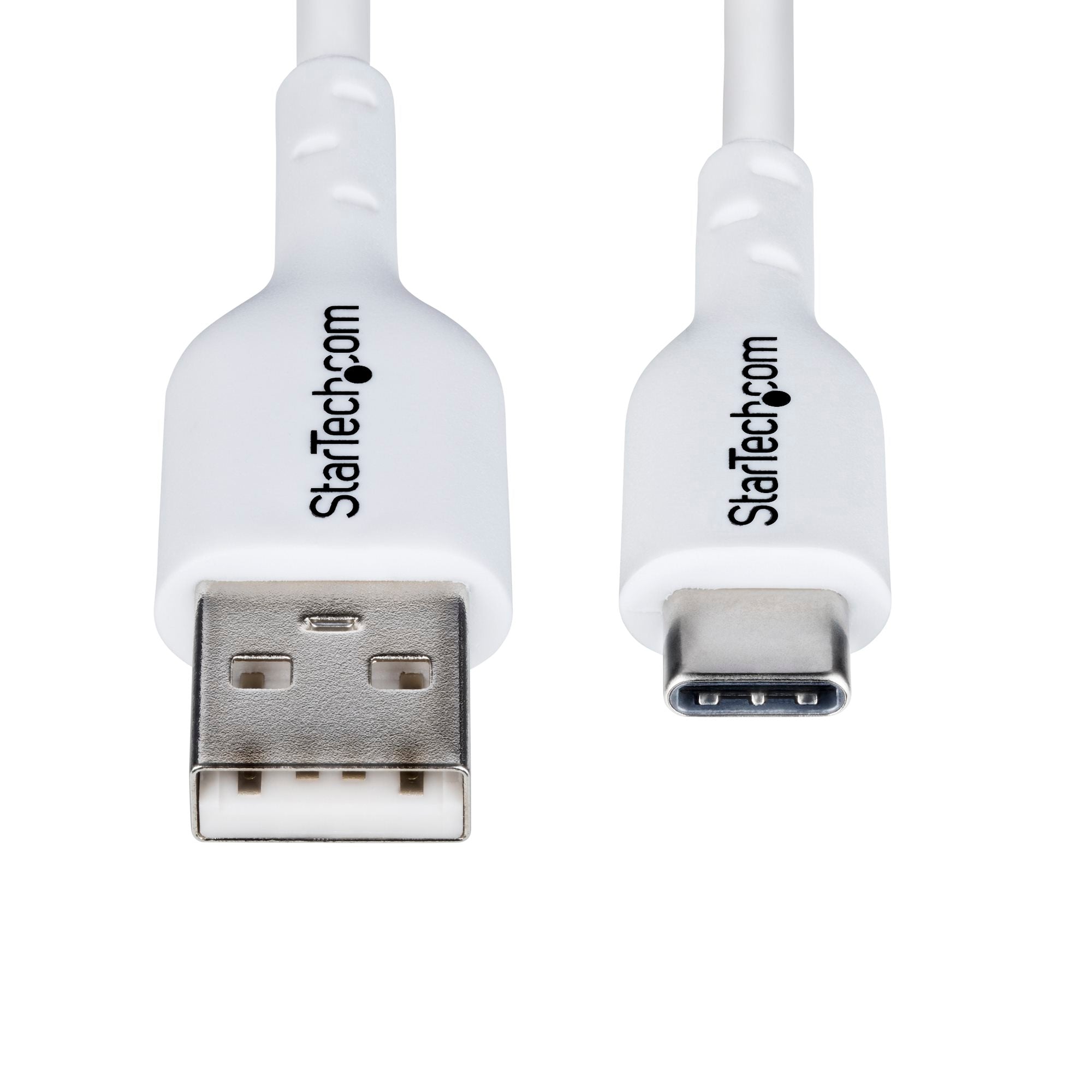 USB-A to USB-C Charging Cable, Charge & Sync, 3A, USB 2.0, TPE Jacket - White USB Charging Cord