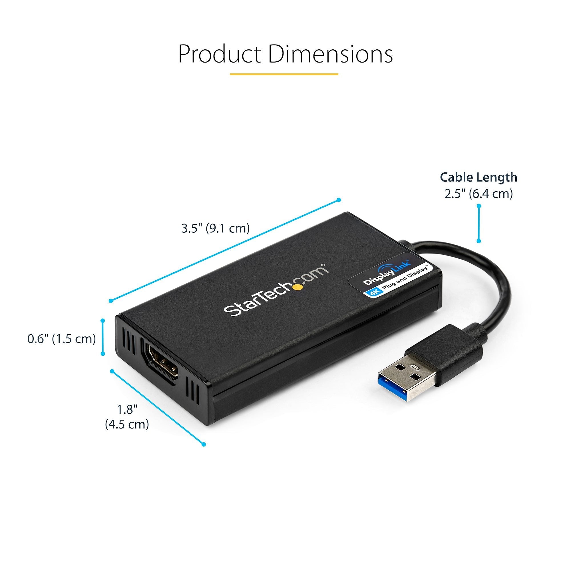 USB 3.0 to HDMI Adapter, 4K 30Hz UHD, DisplayLink Certified, USB to HDMI Display Adapter, USB to HDMI Adapter for Mac & Windows - TAA
