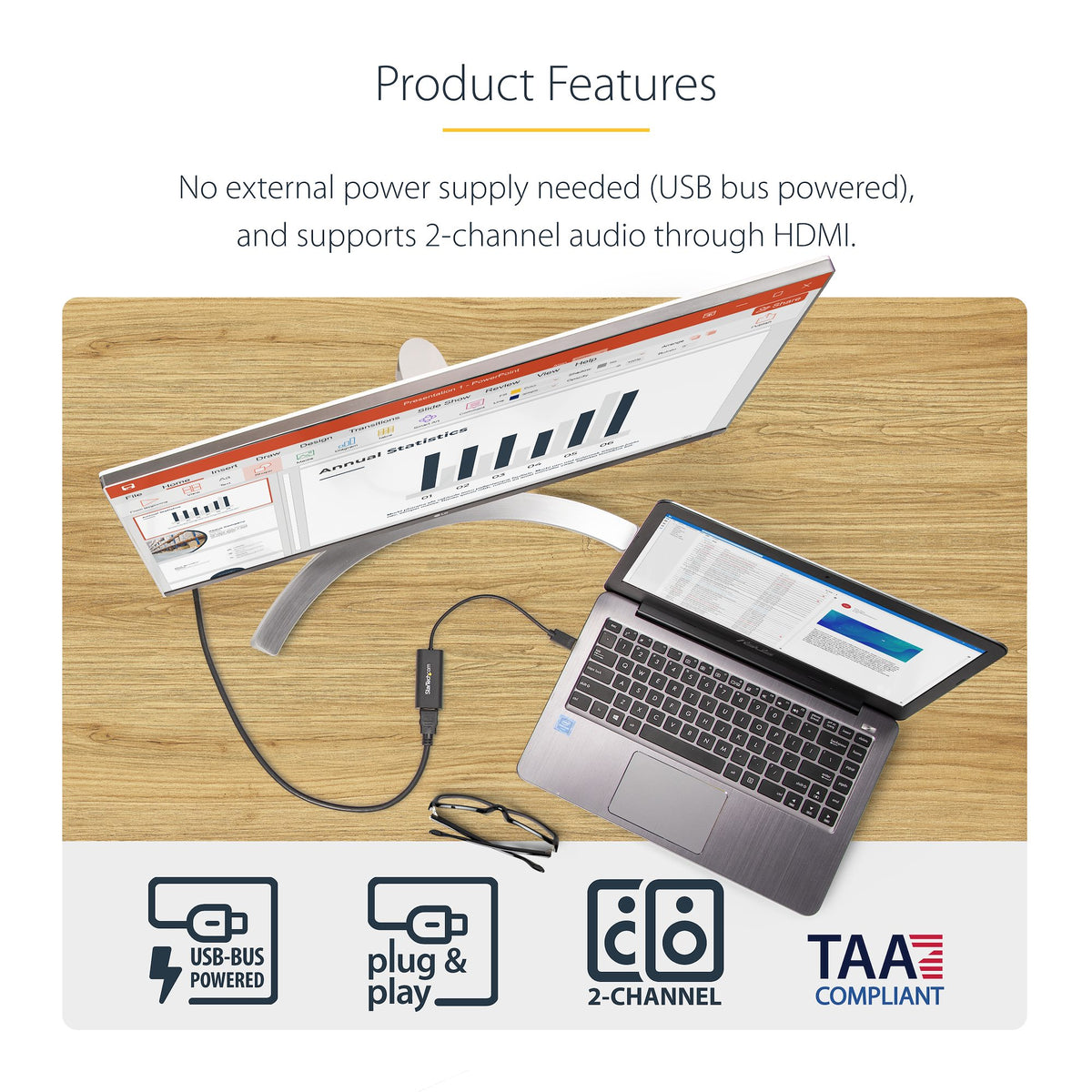 StarTech.com USB 3.0 to HDMI Adapter, 1080p Monitor Converter for Windows, USB-A to HDMI Display Adapter