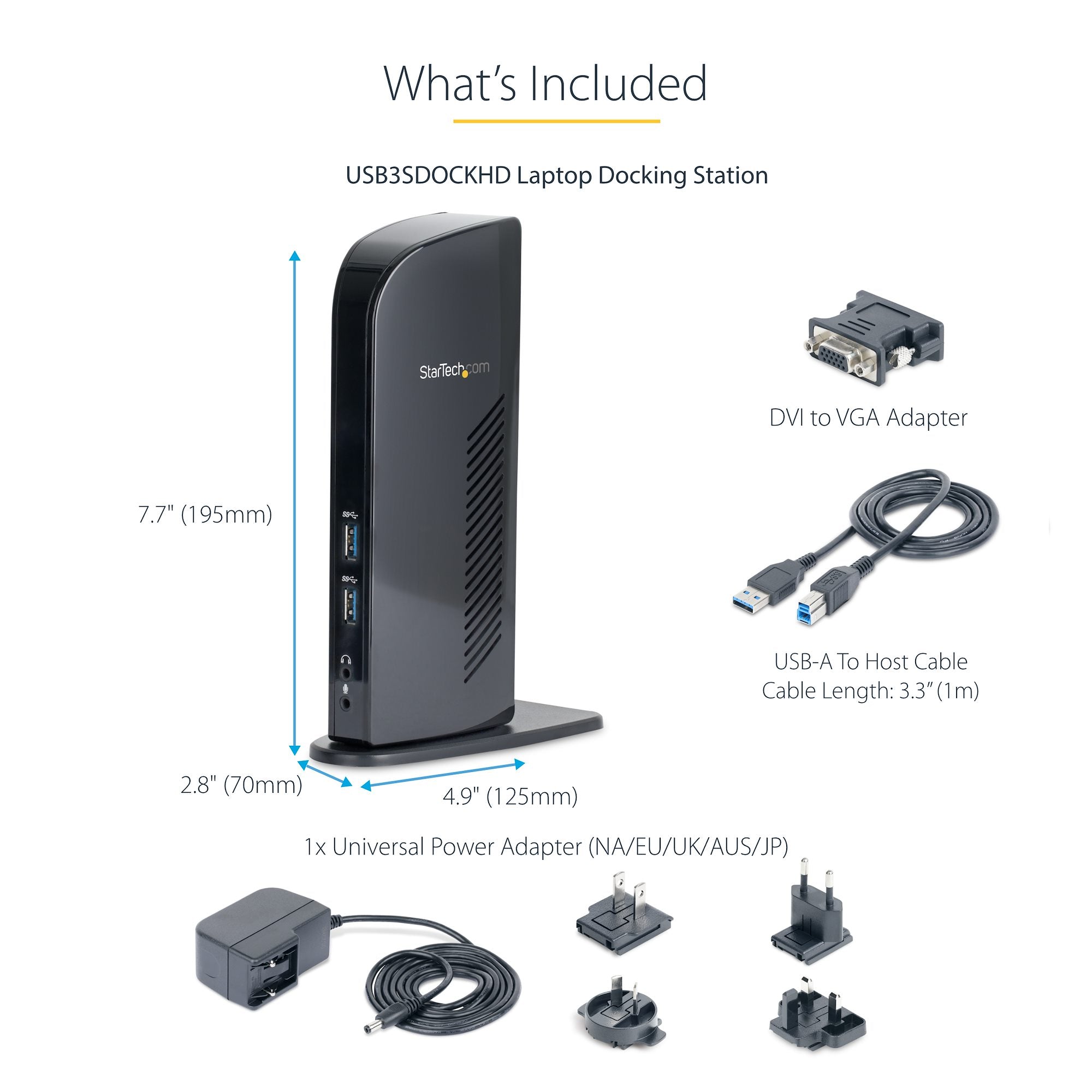 Dual Monitor USB 3.0 Laptop Docking Station with HDMI & DVI/VGA, 6x USB-A Hub, GbE, Audio, Universal Type-A Dock - Windows/macOS/ChromeOS - TAA