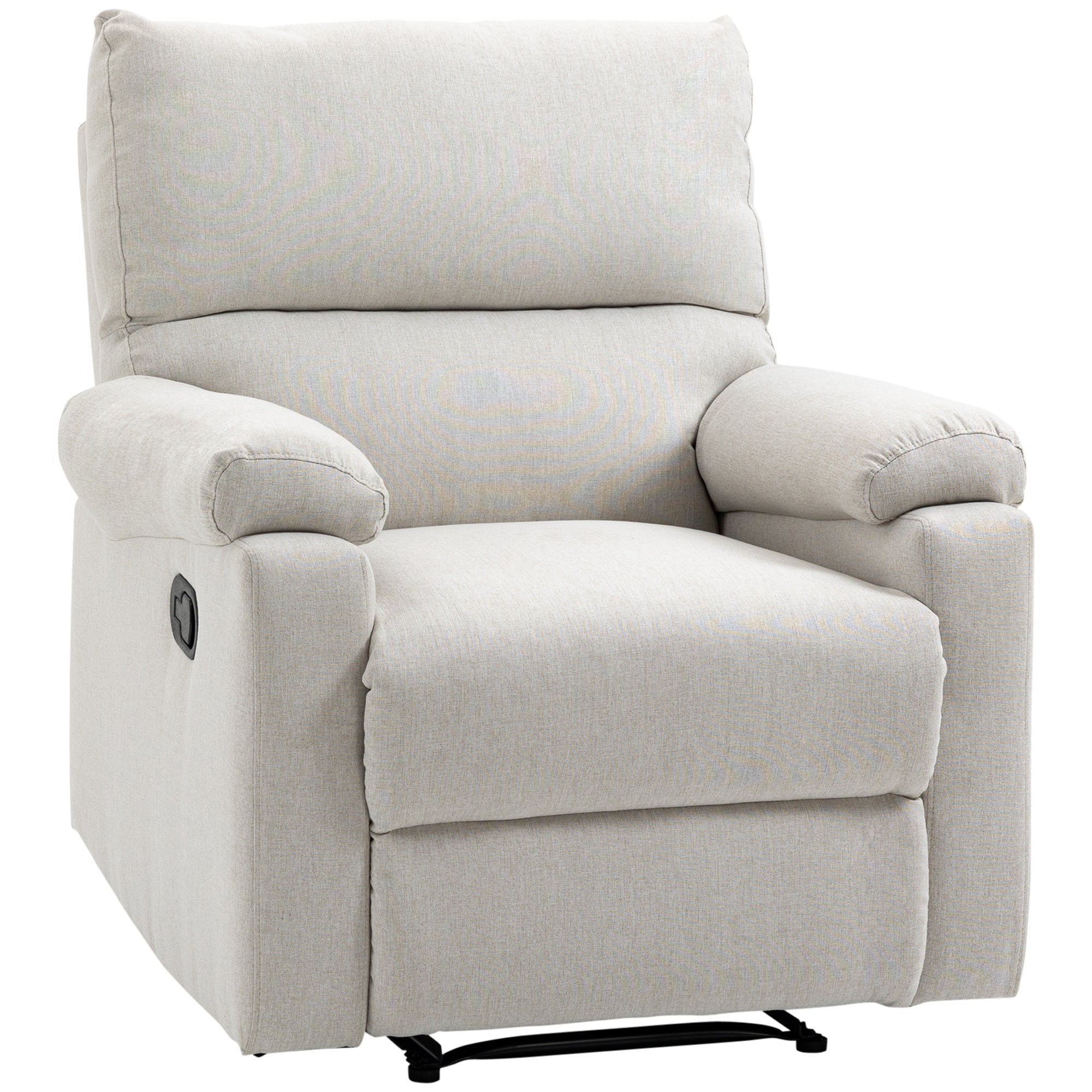HOMCOM Recliner Sofa Manual Reclining Chair with Footrest Padded Seat for Living Room, Bedroom, Study, Cream White