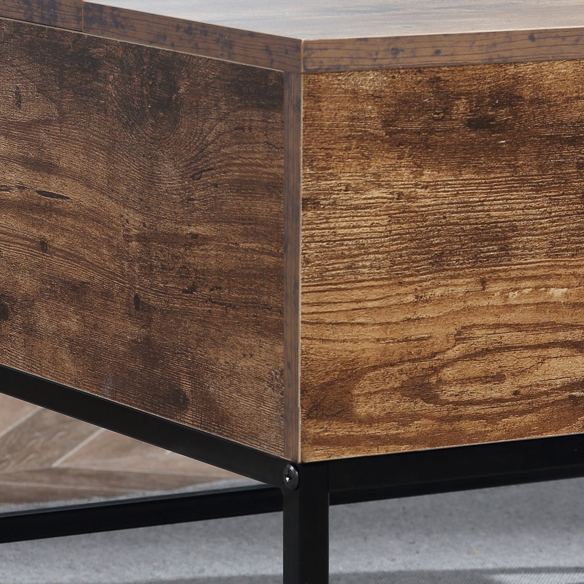 HOMCOM Rustic Brown Lift Top Coffee Table: Center Table with Hidden Storage Compartment for Living Room