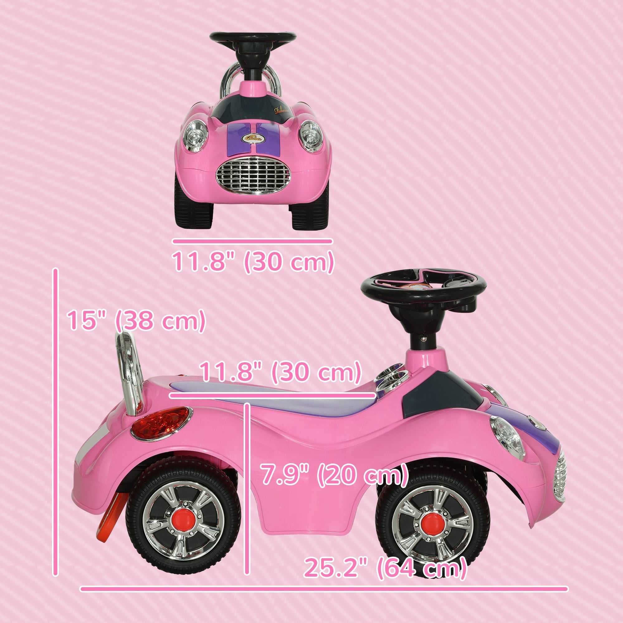 Qaba Baby Push Car for 1-3 Years with Music, Horn, Light, Pink