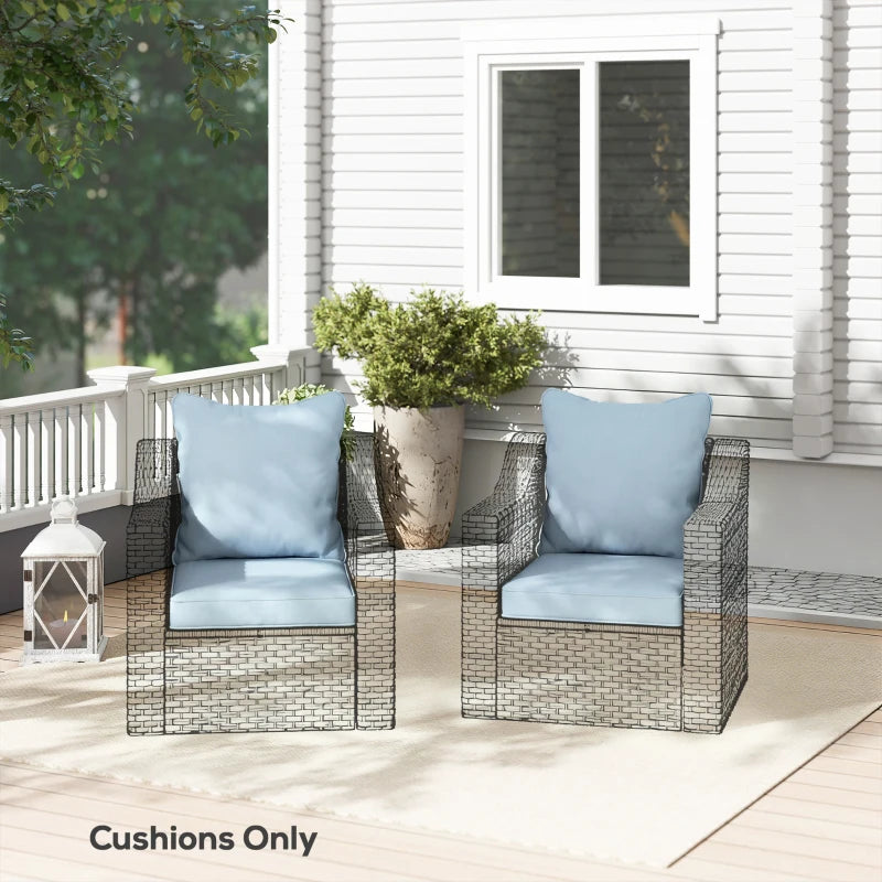 Seat Cushion Back Pillows Replacement Set of 2, Patio Chair Cushions Set for Indoor Outdoor, Light Blue