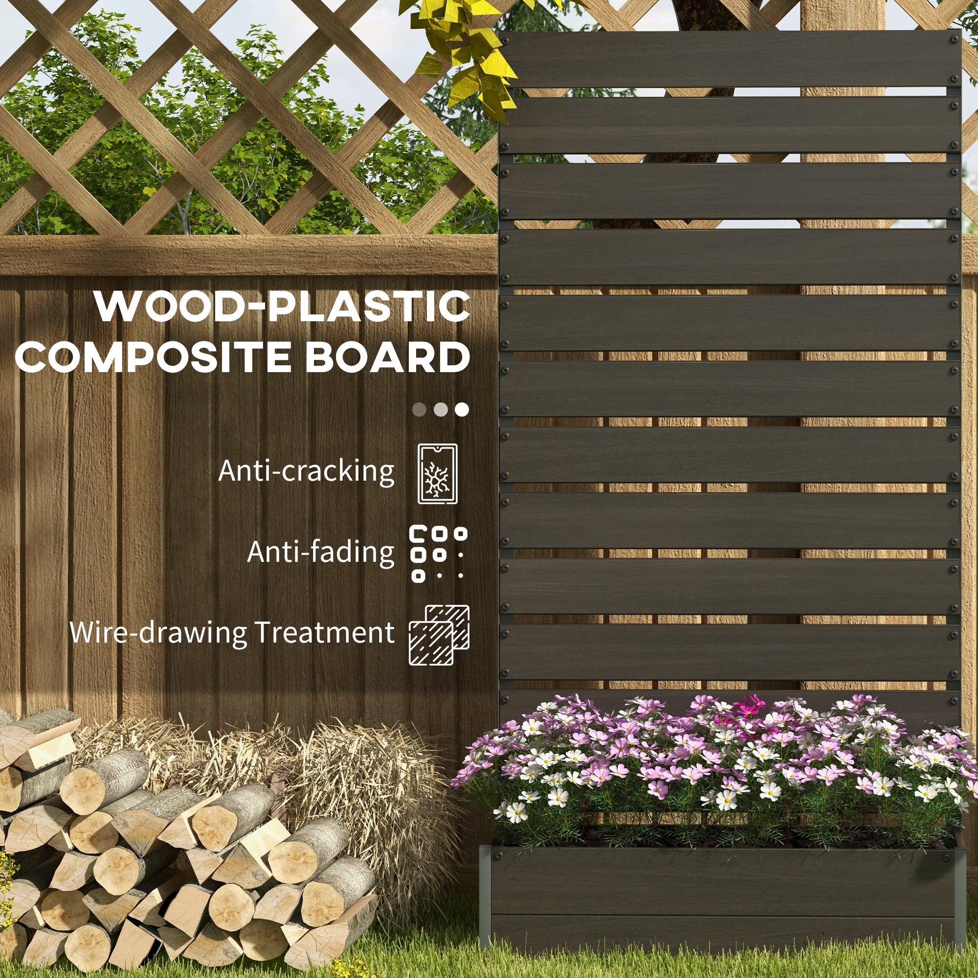 Outsunny Trellis Planter for Climbing Plants, Raised Garden Bed with Trellis, Planter Box for Outdoor Garden, Black