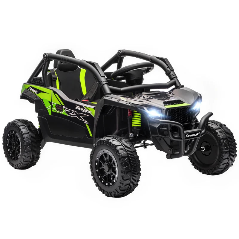 Qaba 12V Ride on Truck, Licensed KAWASAKI TERYX KRX 2WD Kids Electric Car with Rear Suspension for 3-8 Years, Black