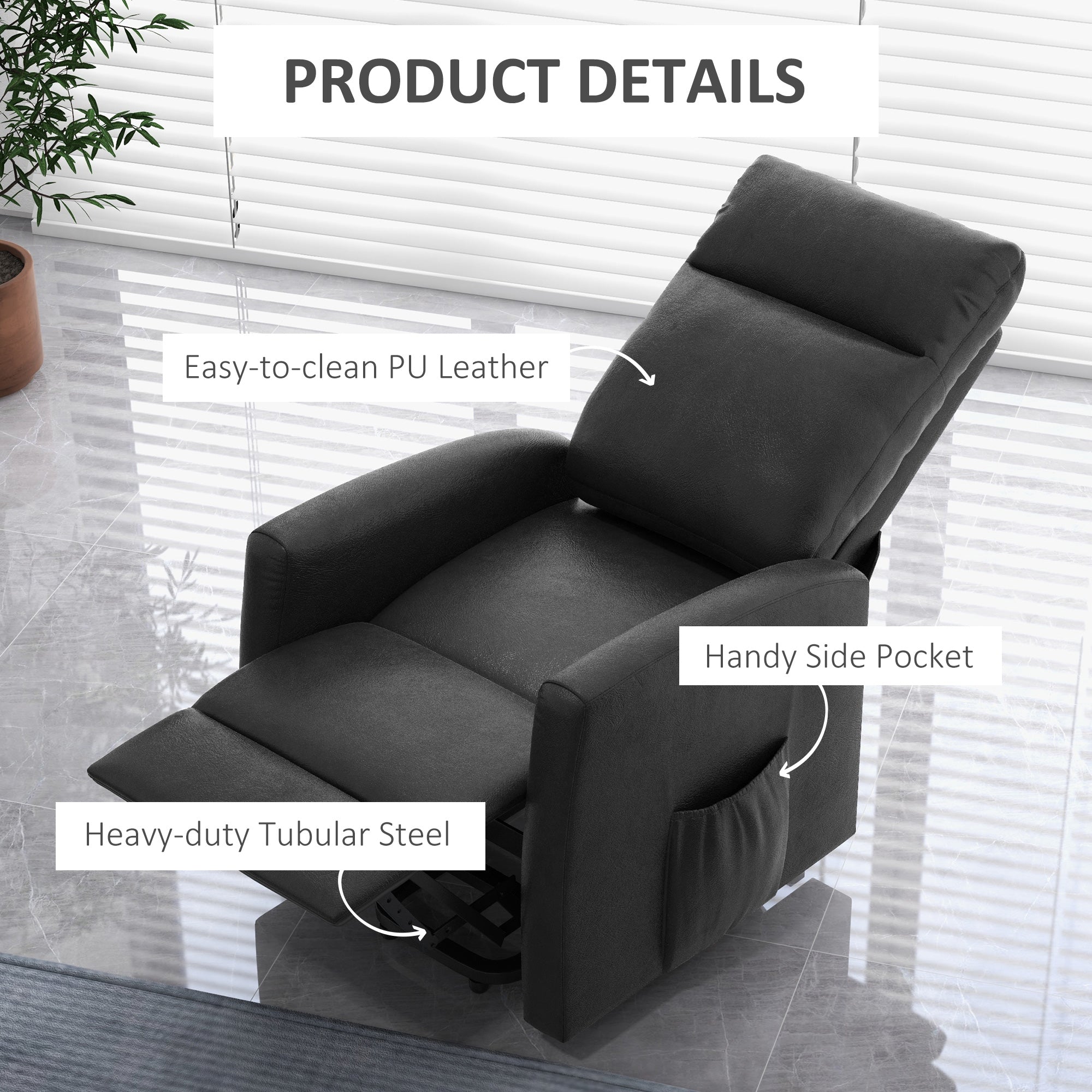 HOMCOM Power Lift Recliner Chair with Remote Control Side Pocket for Living Room Home Office Study Grey