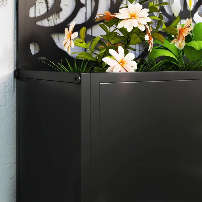 Metal Raised Garden Bed with Privacy Panel, Freestanding or Wall Mounted Outdoor Planter Box for Garden, Patio