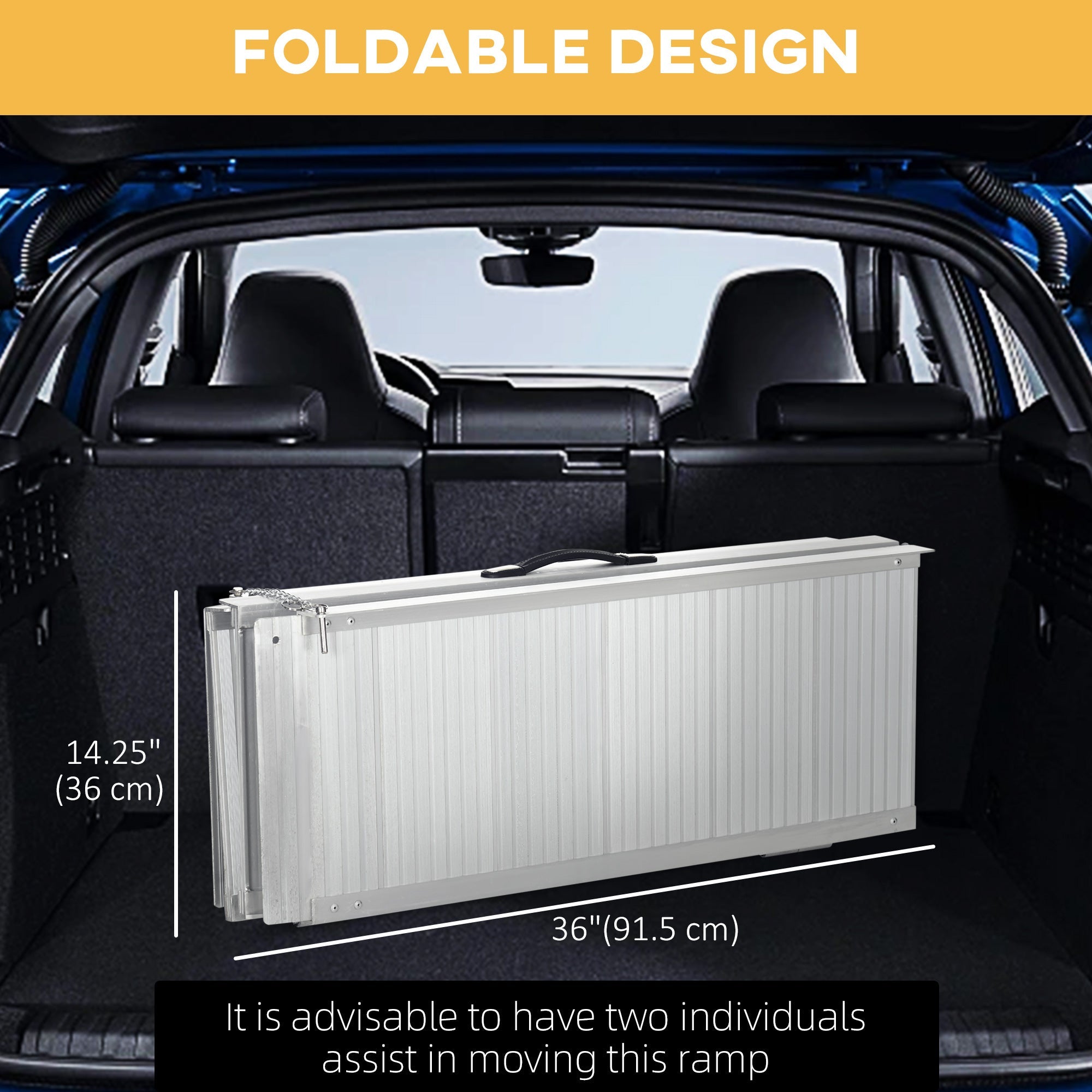 HOMCOM Aluminum Mobility Ramp: 6' Portable Threshold Scooter Steps for Doorways, Textured Surface