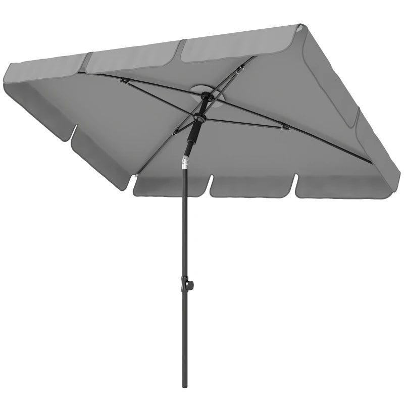 6' x 4' Patio Umbrella with Tilt, Rectangular Outdoor Umbrella for Garden, Grey
