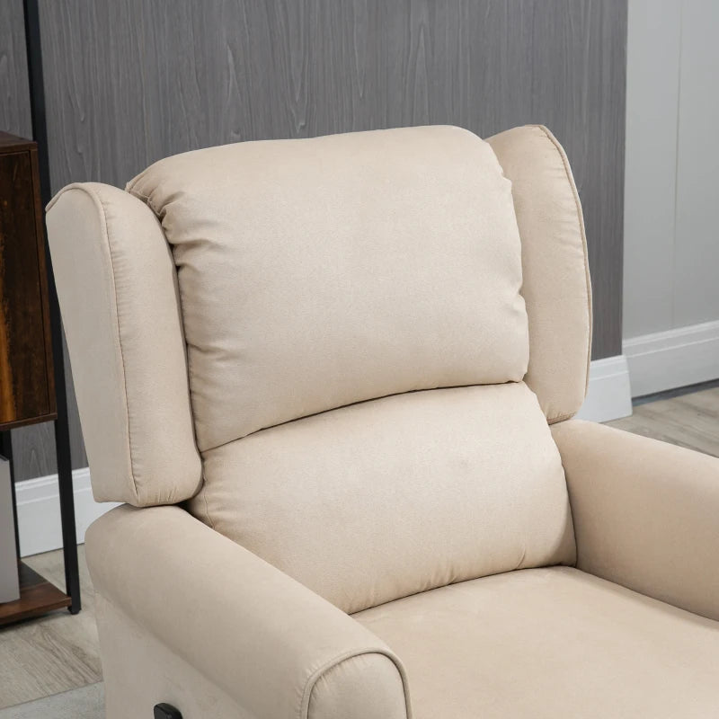 Massage Recliner Chair for Living Room, Push Back Recliner Sofa, Suede Wingback Reclining Chair with Extendable Footrest, Wood Legs, Remote Control, Side Pockets, Beige