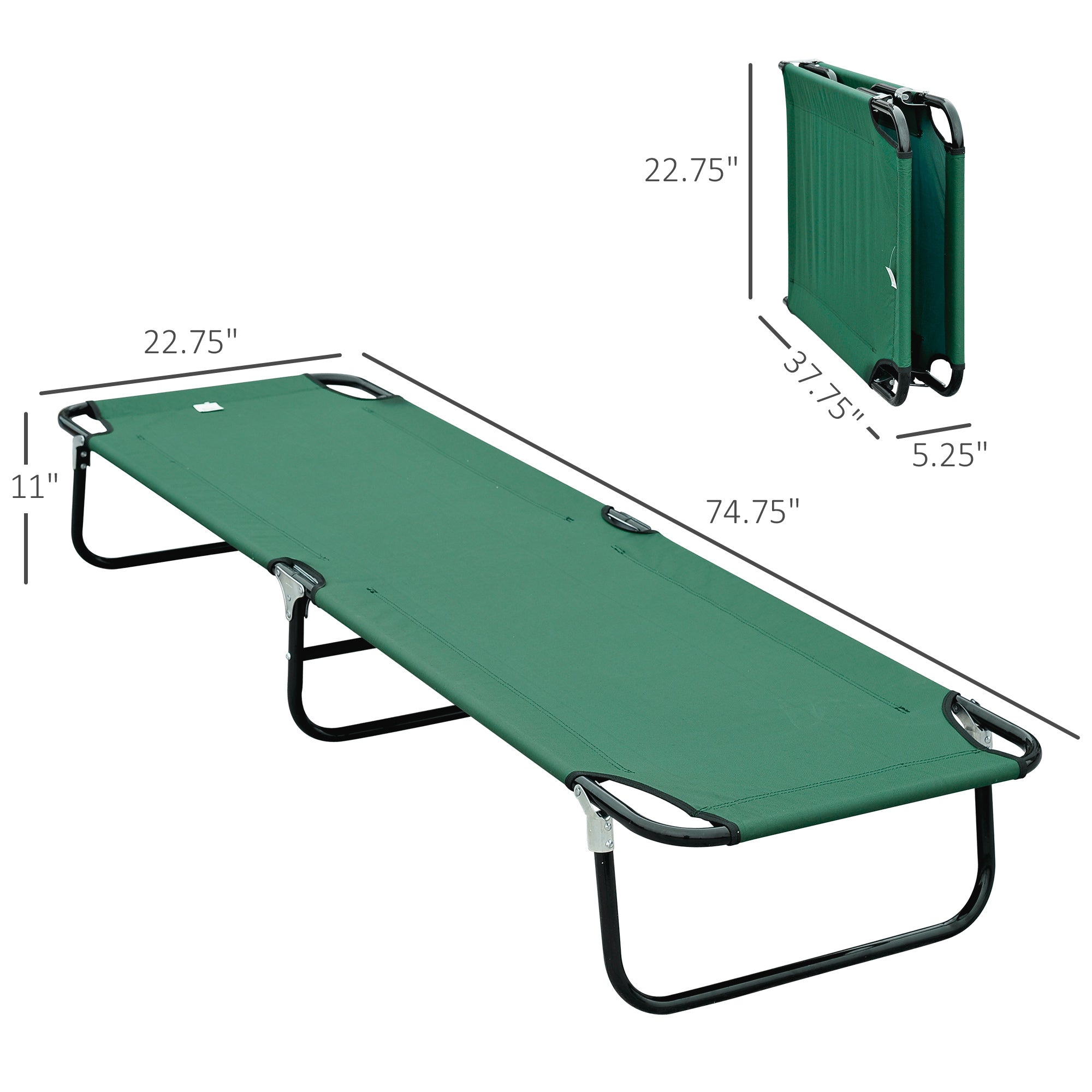 Outsunny Folding Camping Cot for Adults Portable Outdoor Sleeping Bed for Office Beach Home Green
