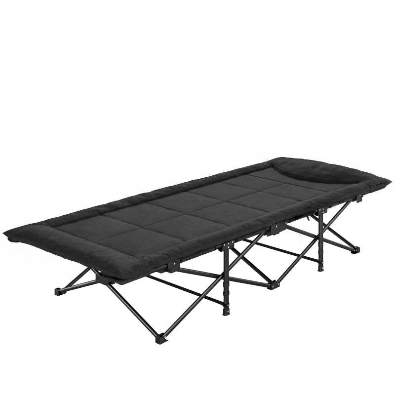 Camping Cot for Adults with Padded Cushion, 31.5" Wide Folding Bed with Carry Bag and Non-Slip Feet, Black
