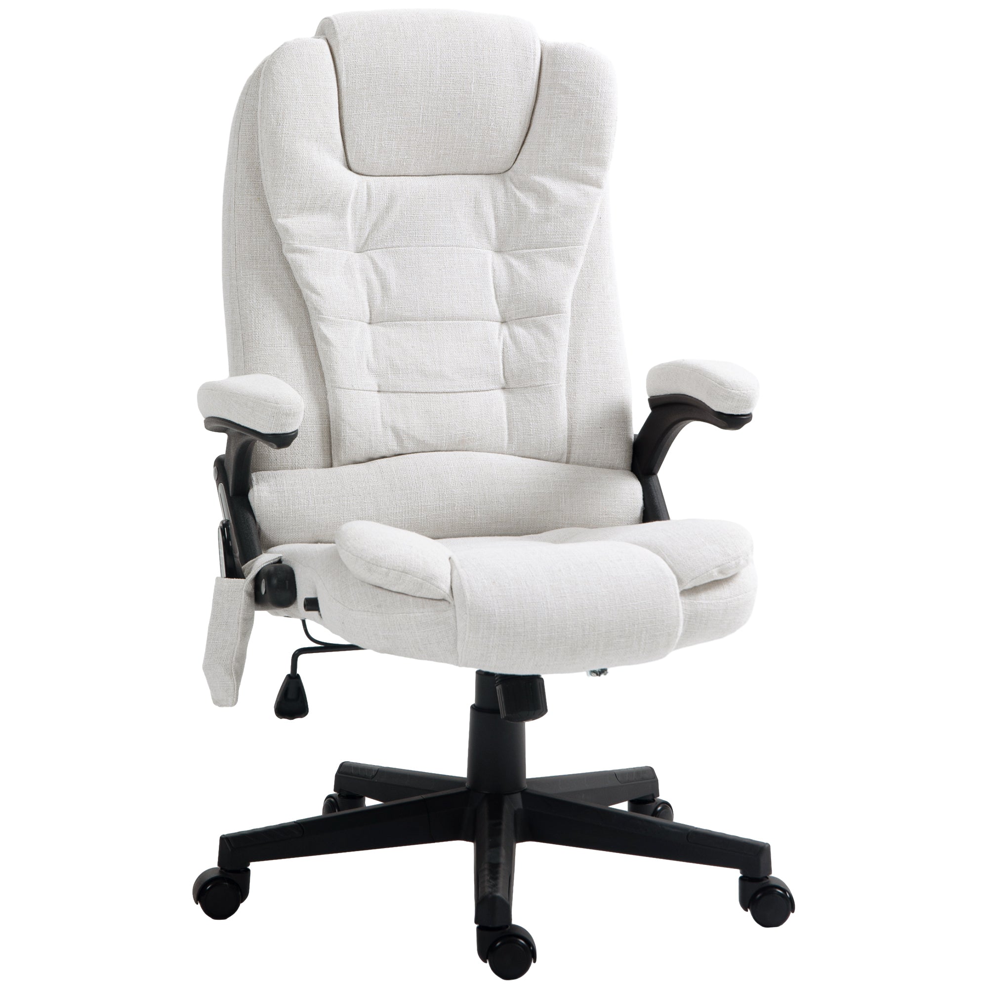 Vinsetto 6 Point Vibrating Massage Office Chair High Back Executive Chair with Reclining Back, Swivel Wheels, White