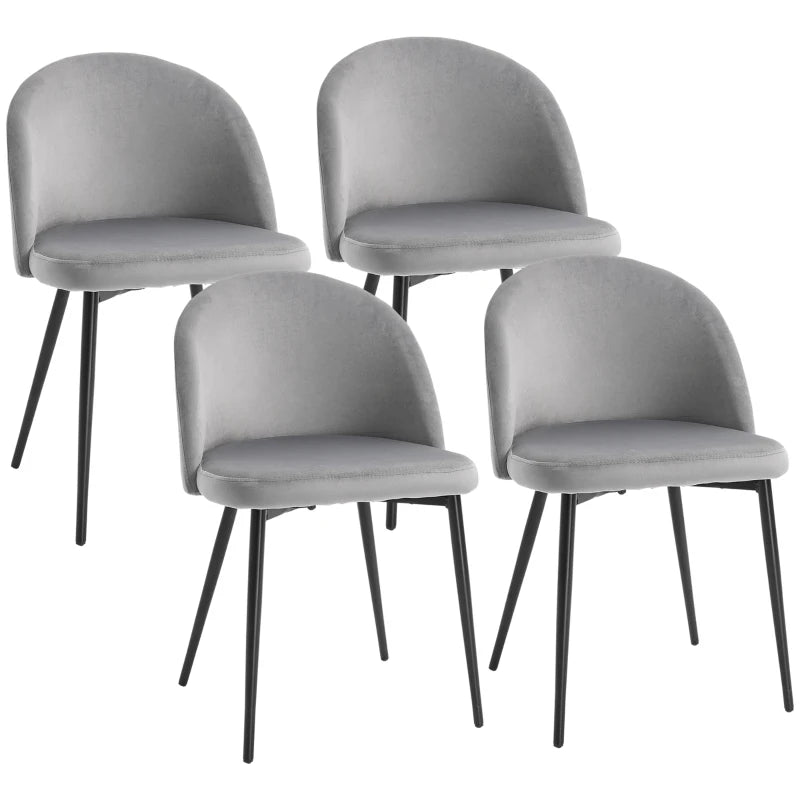 Modern Dining Chairs, Mid-Back Velvet-touch Upholstery Side Chair, Table Chair for Living Room, Dining Room, Grey, Set of 4