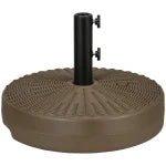 Umbrella Base, Heavy Duty Fillable Base Holder with Steel Pole, Round Parasol Stand for Patio, Outdoor, Backyard, Brown