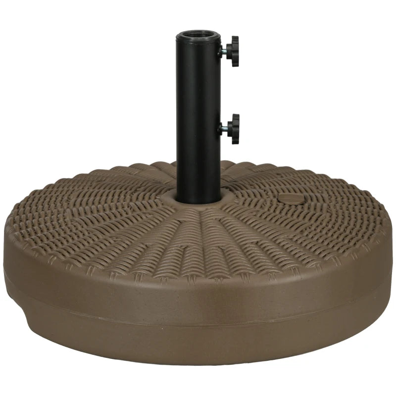 Umbrella Base, Heavy Duty Fillable Base Holder with Steel Pole, Round Parasol Stand for Patio, Outdoor, Backyard, Brown