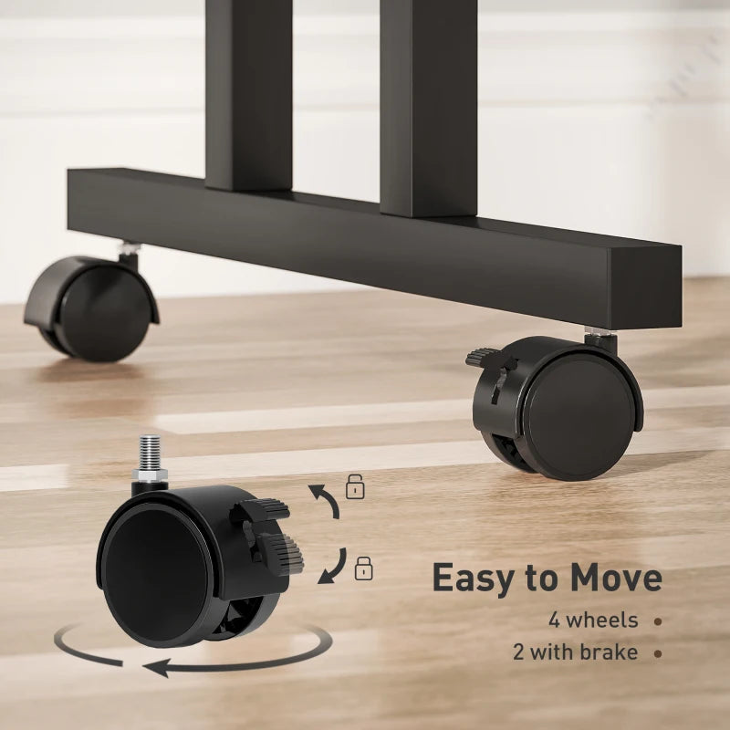 Mobile Stand Up Desk, Height & Angle Adjustable Computer Desk with Wheels for Standing or Sitting, Laptop Desk, Brown