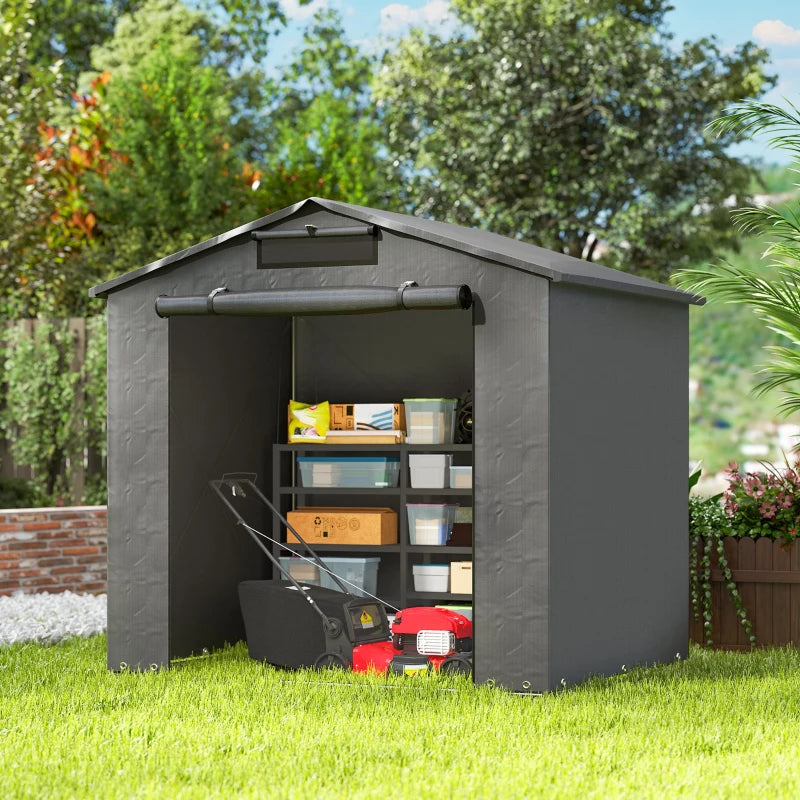 6' x 4' Portable Shed, Waterproof Bike Tent with Roll-up Zipper Door, Vent and Galvanised Metal Frame, Dark Grey