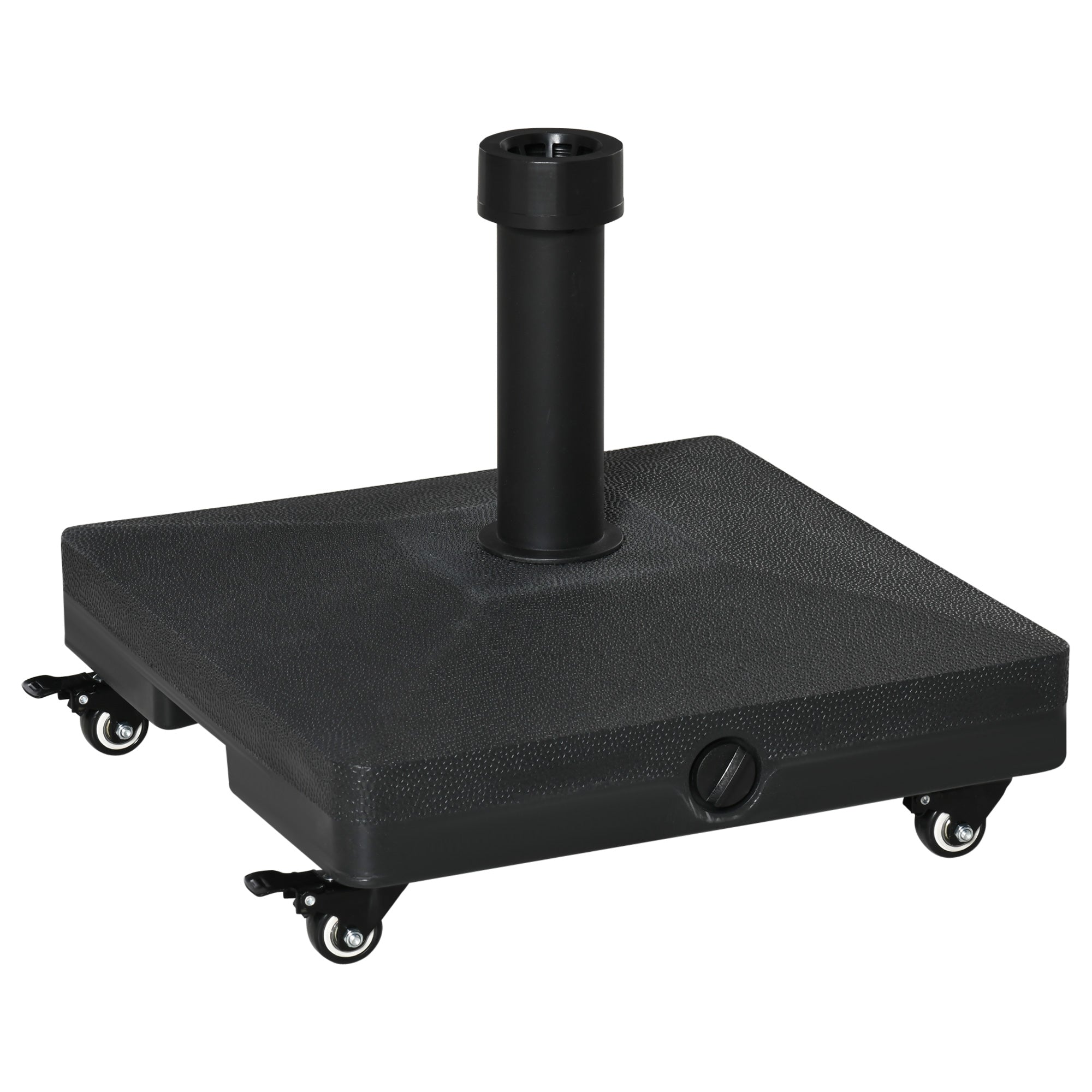 Outsunny Square Parasol Base Portable Umbrella Stand Weights with Wheels, Water or Sand Filled, for Φ1.5'', Φ1.9'' Poles, Black
