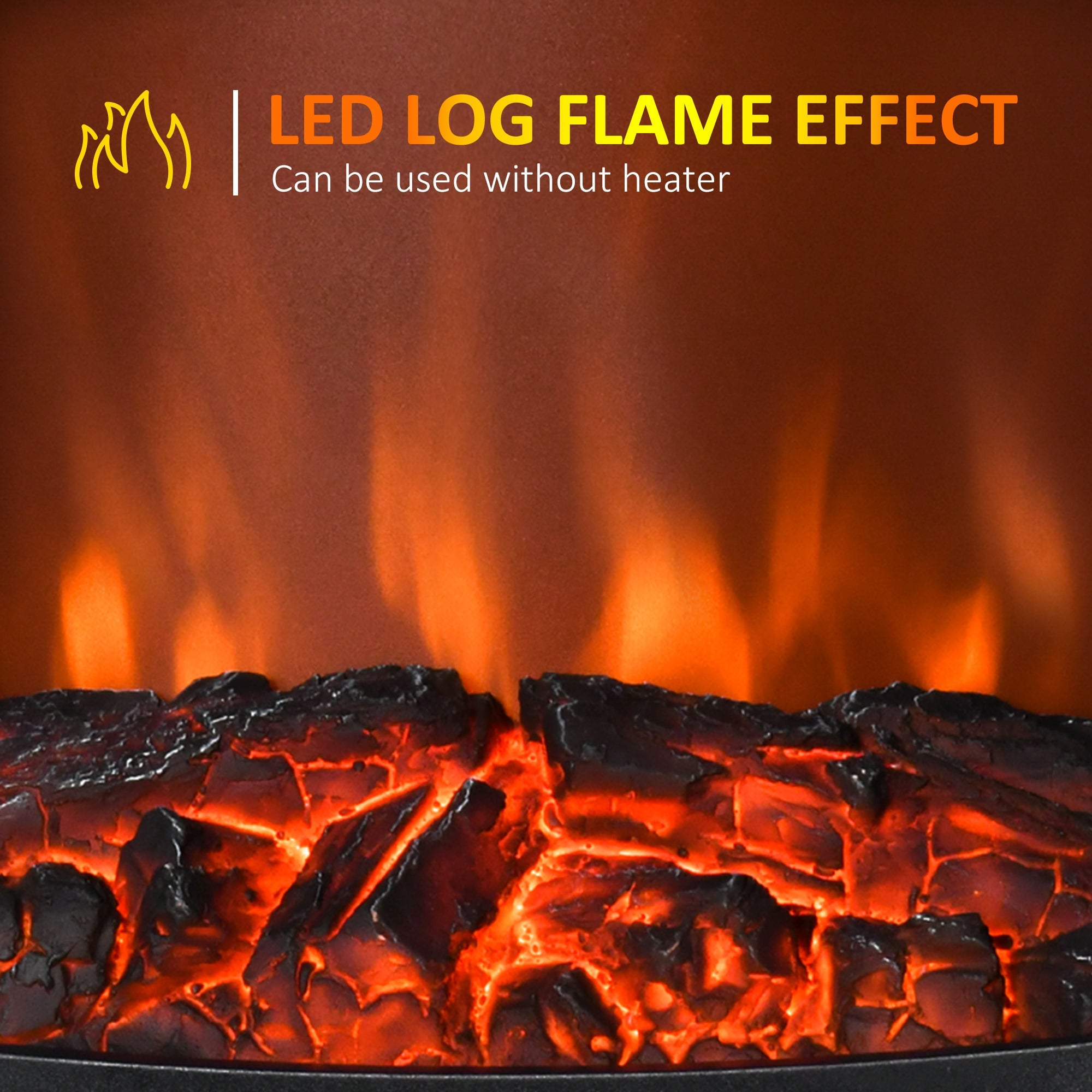 HOMCOM Electric Fireplace Heater, Freestanding Fireplace Stove with Realistic Adjustable Flame Effect and Adjustable Temperature