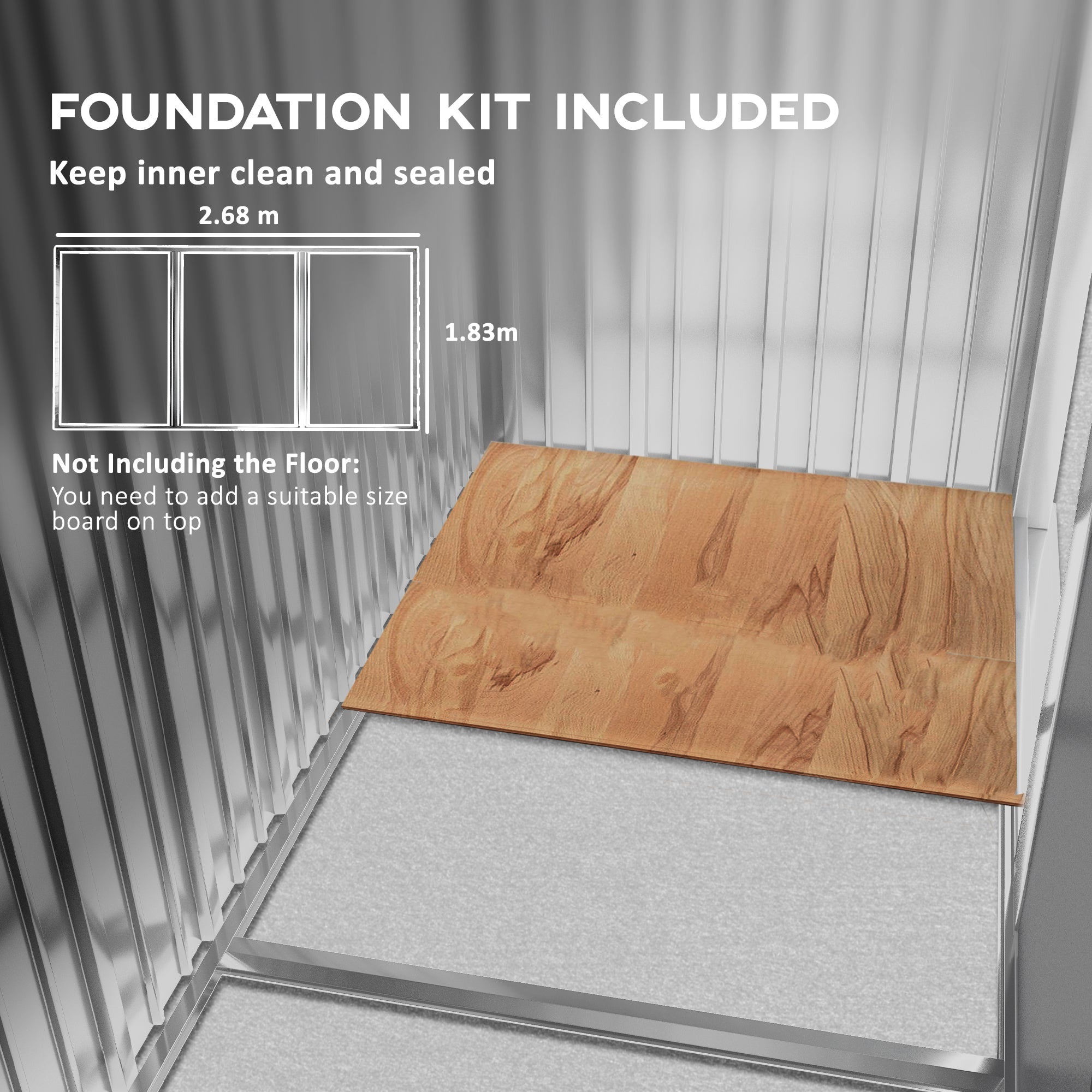 Outsunny 9.1'x6.4'x6.3' Garden Storage Shed w/ Floor Foundation Metal Tool Storage House w/ Double Doors Distressed Light Brown