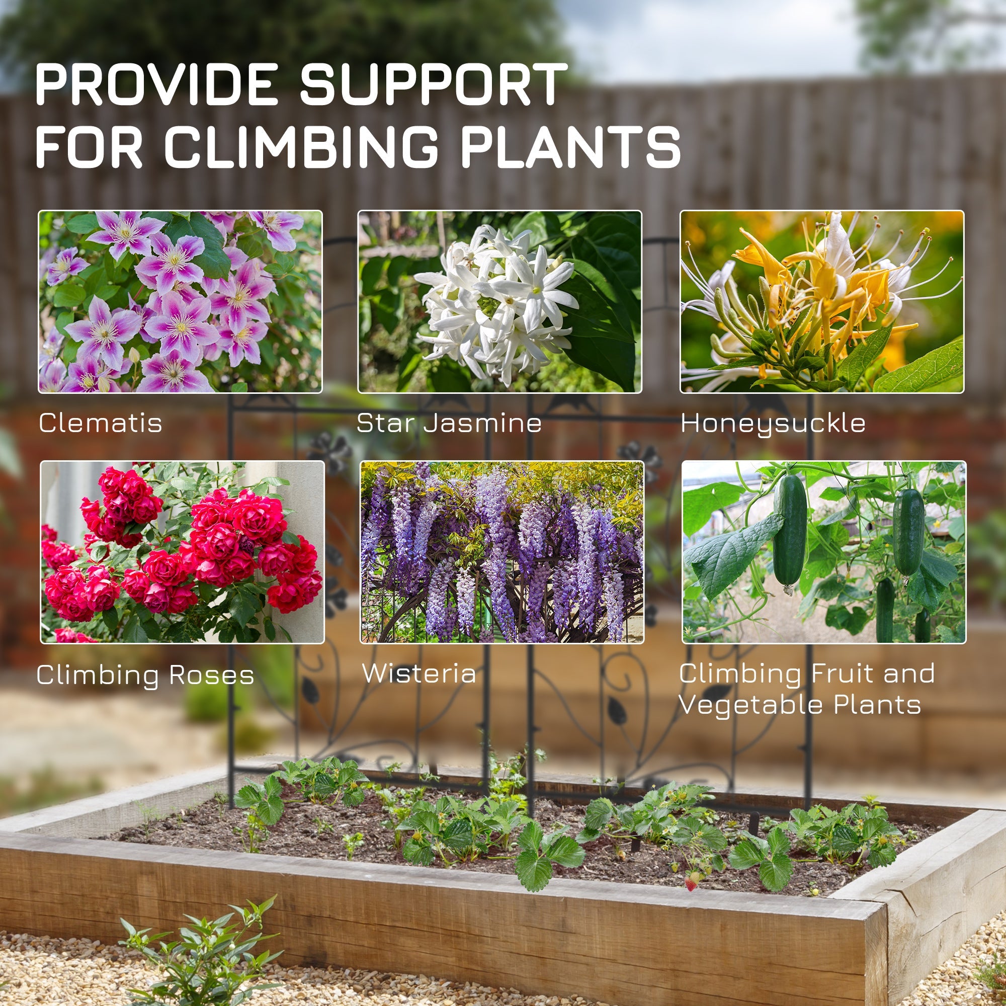 Outsunny Decorative Metal Garden Trellis 2 Pack with Bird and Leaf Design for Climbing Plants Flowers Vines Outdoor Decor 39" Tall