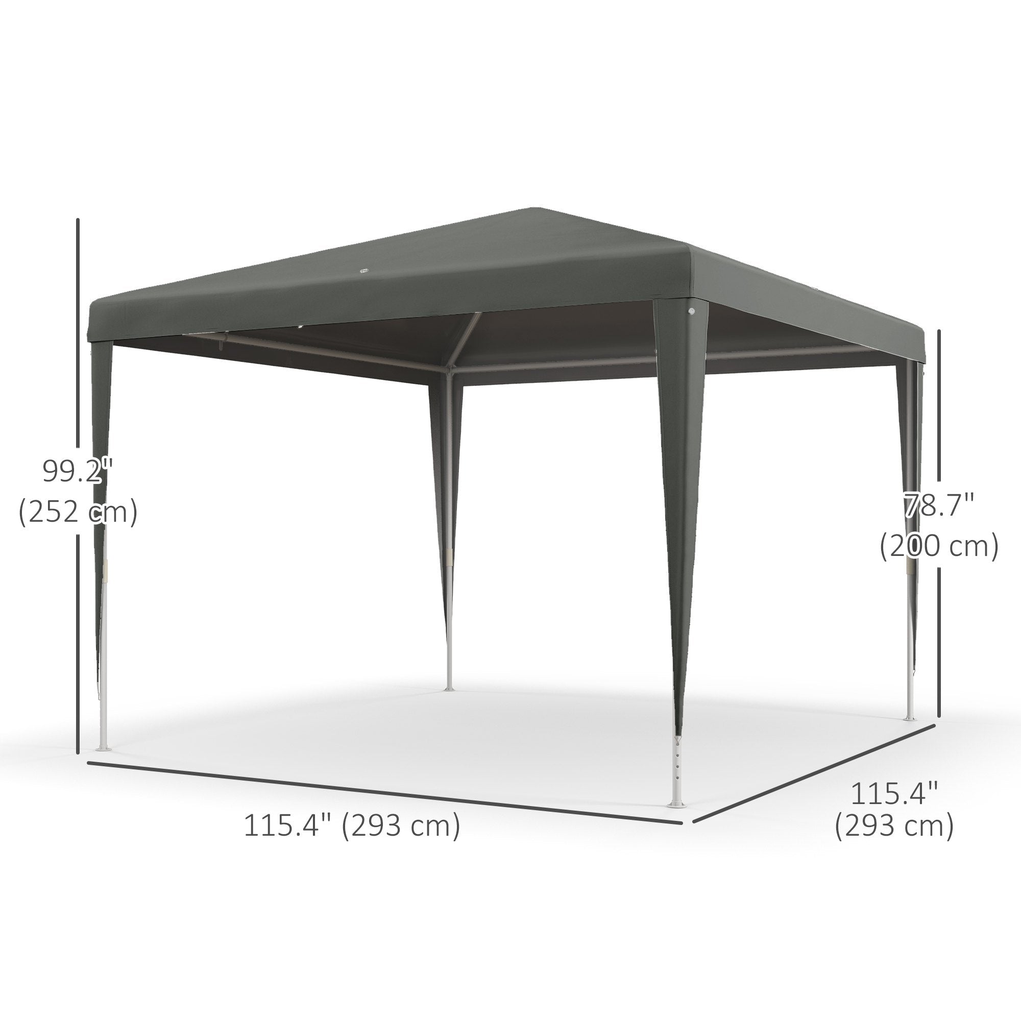 Outsunny 10x10ft Party Tent Portable Gazebo, Folding Garden Canopy Event Shelter Outdoor Sunshade Grey