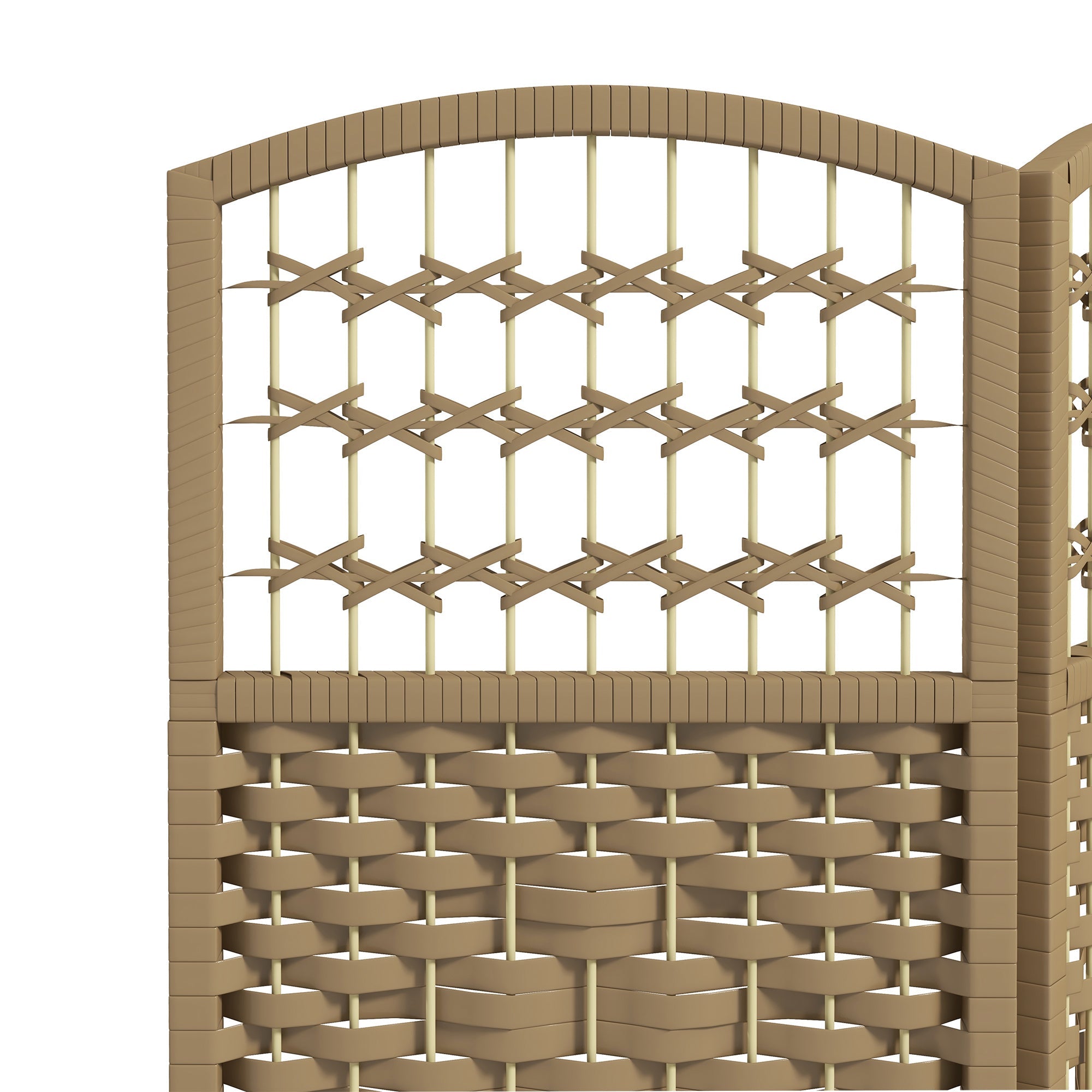 HOMCOM 6-Panel Folding Room Divider: Portable Privacy Screen, Wave Fiber Room Partition for Home Office, Natural