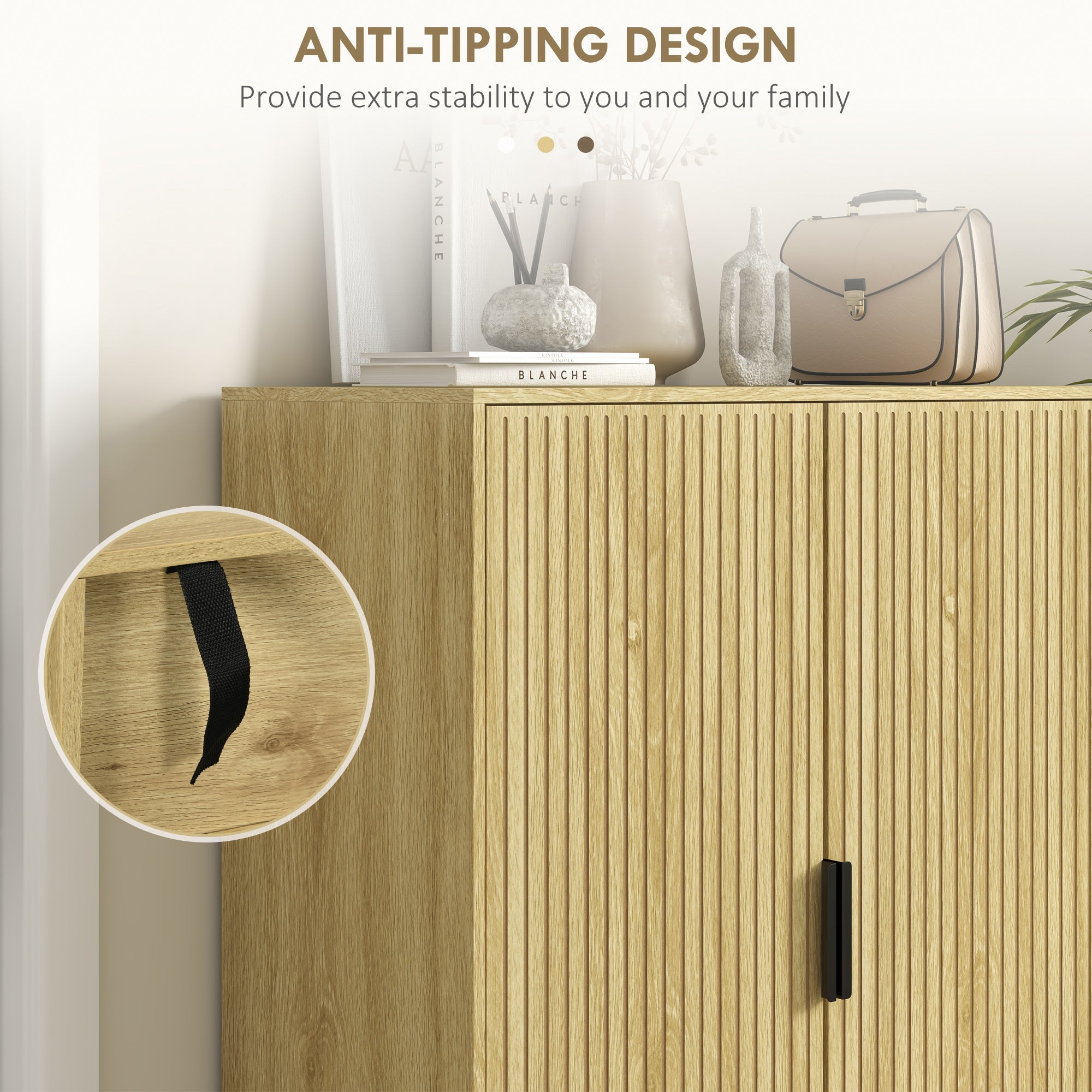 HOMCOM Entryway Shoe Storage Cabinet 5-Tier Shelving Adjustable Shelves for 15 Pairs Oak