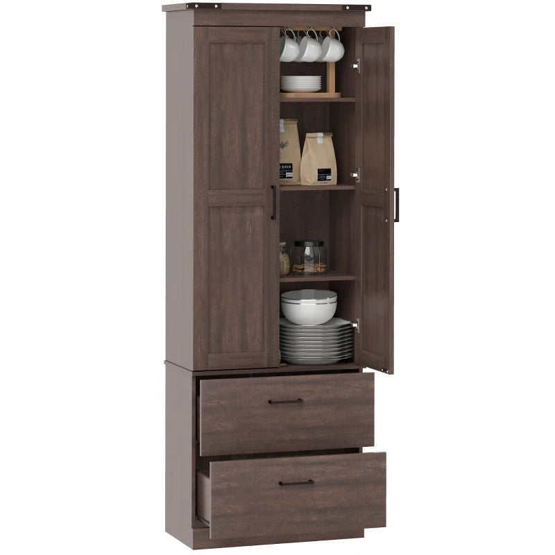 67" Tall Kitchen Pantry Storage Cabinet, Kitchen Pantry Cabinet with Doors, Drawers and Adjustable Shelves