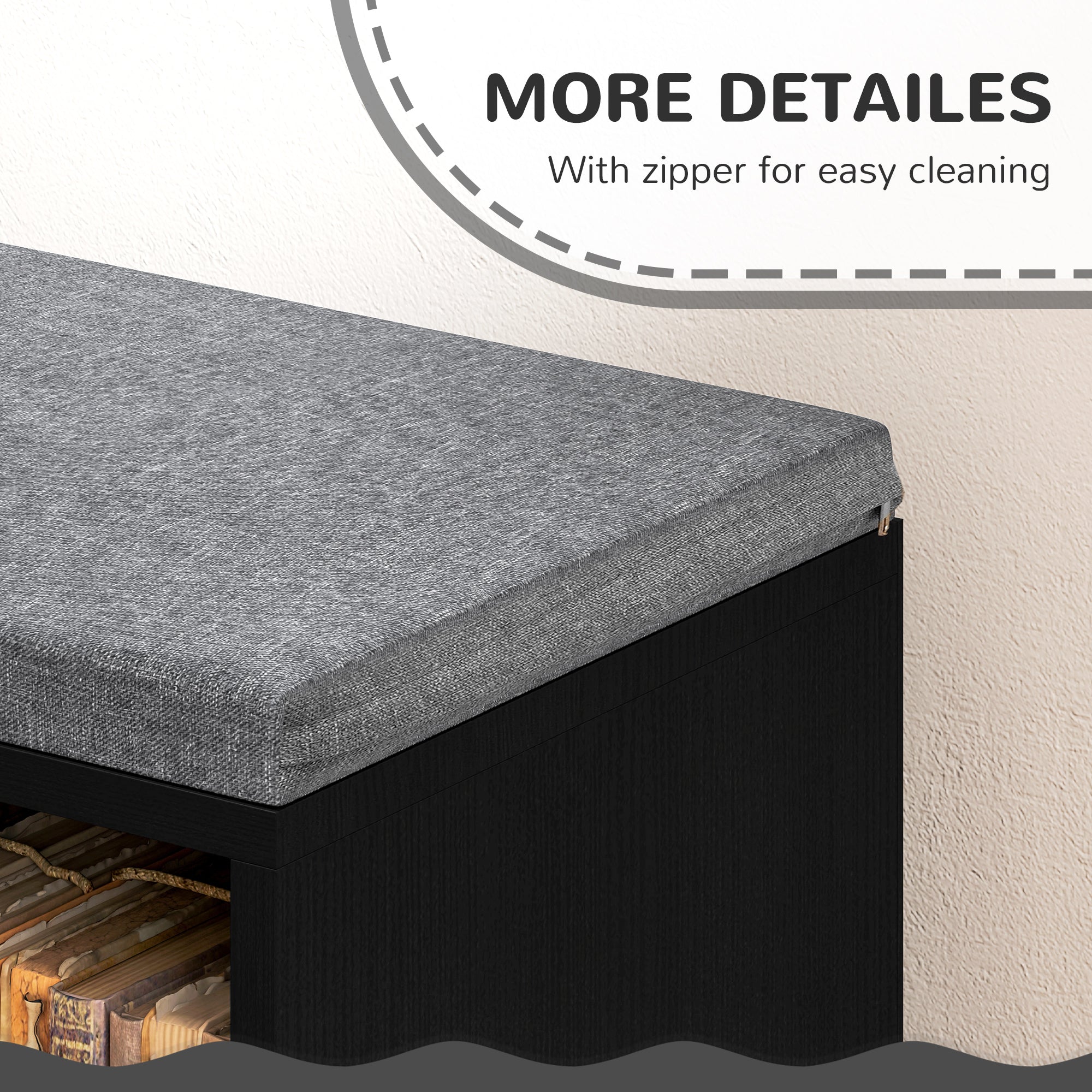 HOMCOM Multi-Purpose Bookshelf with 5 Cubes, 5-Cubby Bookcase with Cushioned Reading Nook and Storage Shelves, Distressed Black