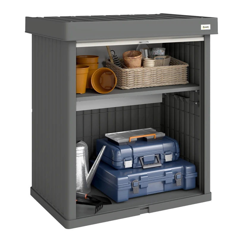 82 Gallon Outdoor Storage Box, Splash-Resistant & UV Resistant Garden Storage Container for Patio, Porch, Poolside, Grey