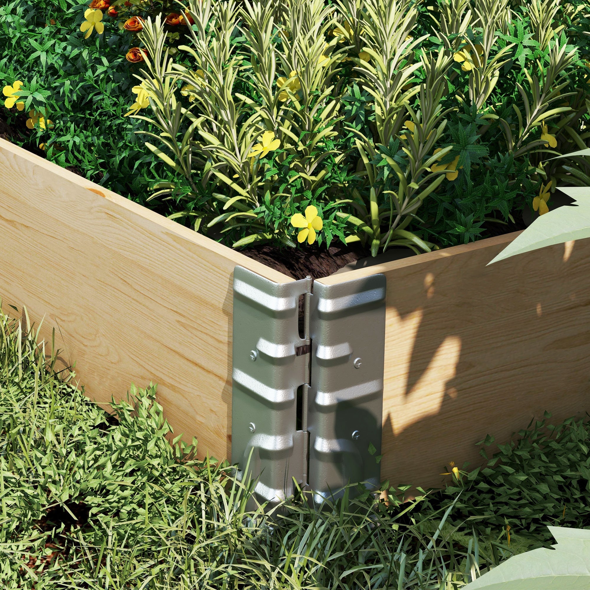Outsunny Foldable Wooden Raised Planter: Garden Bed for Outdoor Veggies/Flowers/Herbs, Easy Assembly