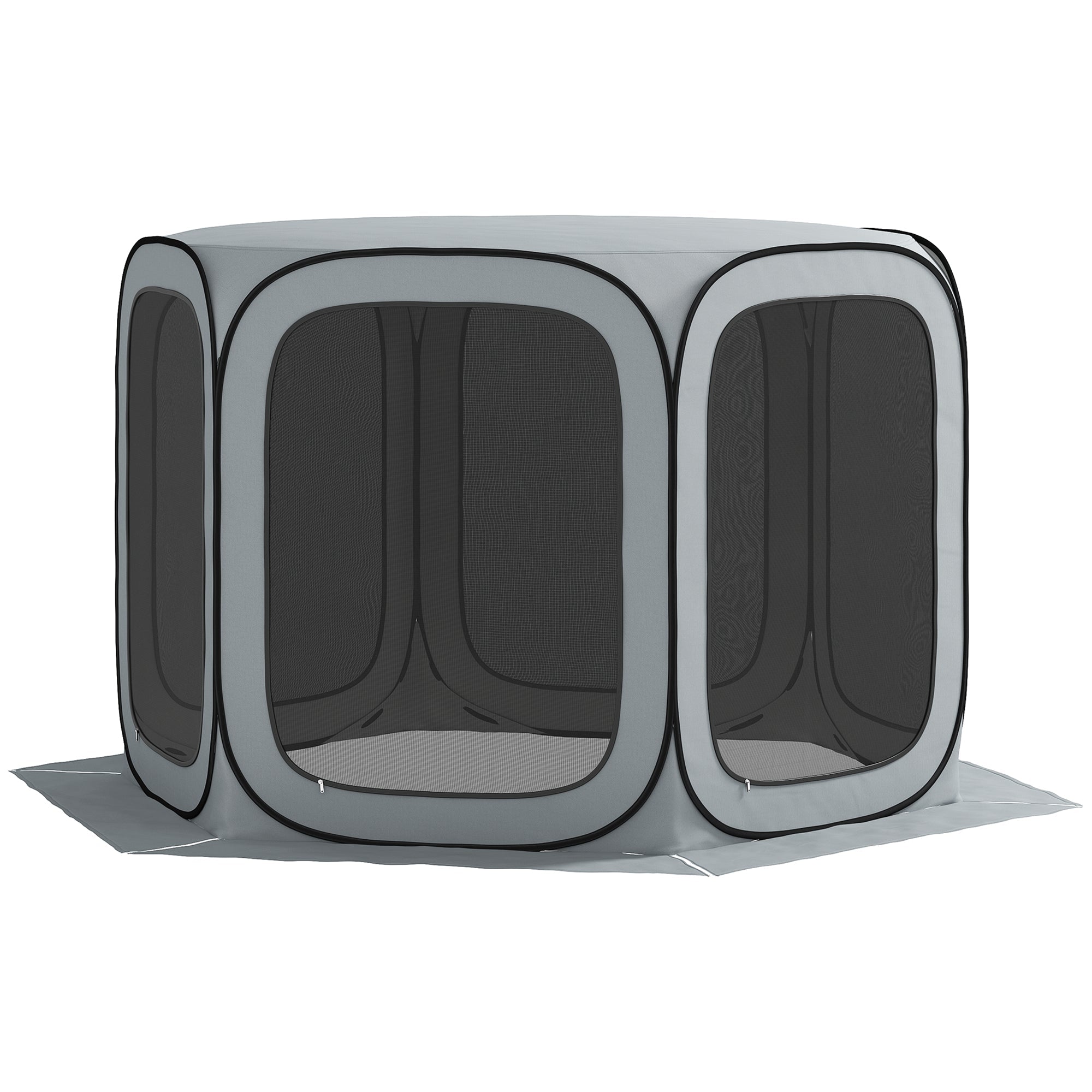 Outsunny 11 x 11ft Screen House, UPF50+ Portable Camping Tent with Bug Net & Carry Bag for Outdoor Leisure, Light Grey